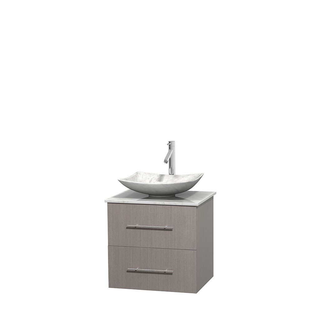 Wyndham Collection Centra 24-in Gray Oak Single Sink Bathroom Vanity ...