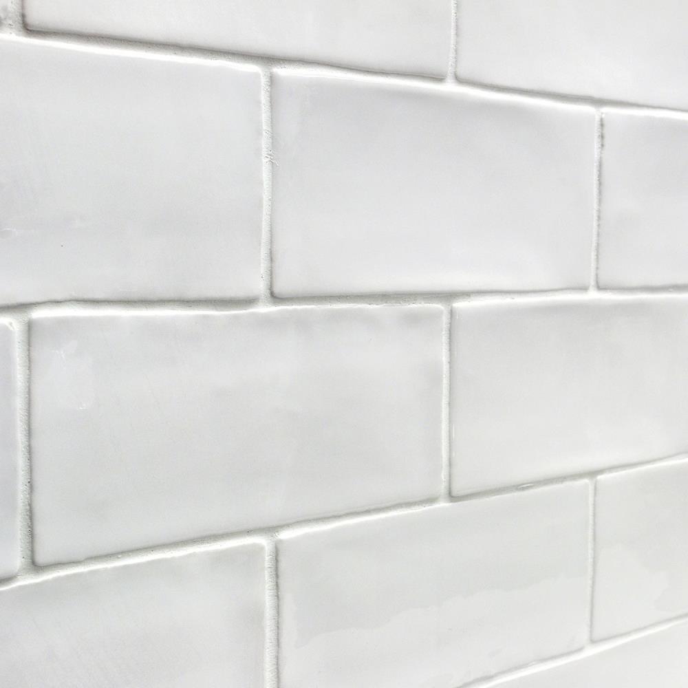 Artmore Tile Messi Bianco 3-in x 6-in Polished Ceramic Subway Wall