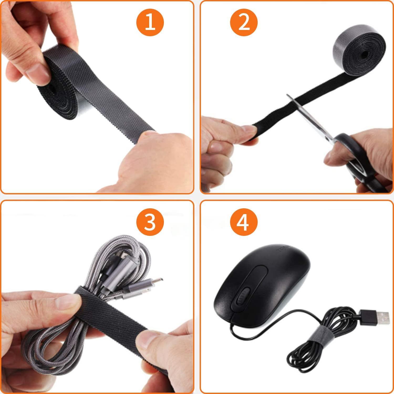 CYIKE 32FT Reusable Fastening Tape Cable Ties Double Sided Hook and ...