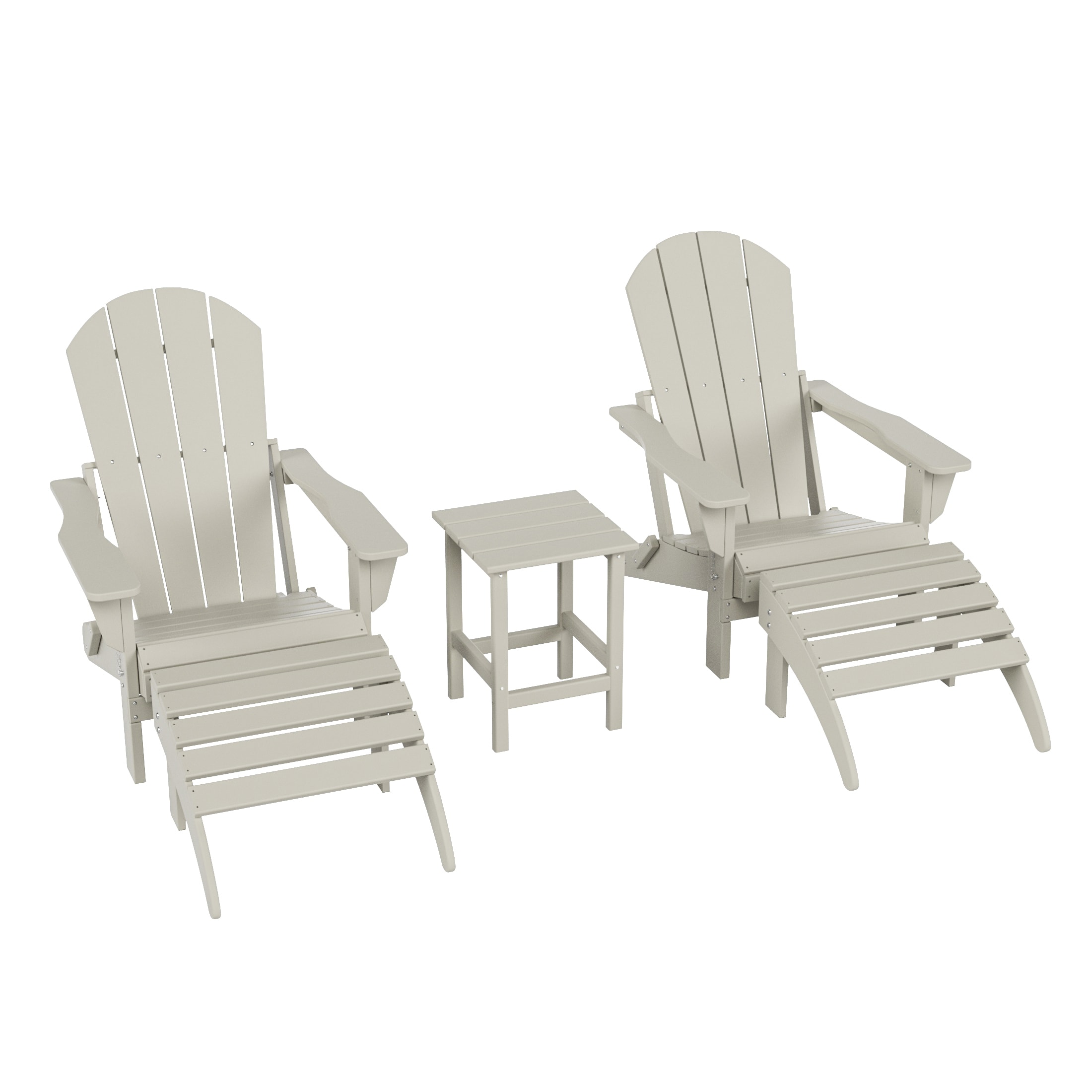 Westin Furniture 2001AOC-SD2 Laguna Set of 2 Sand HDPE Frame Stationary Adirondack Chair with Slat Seat