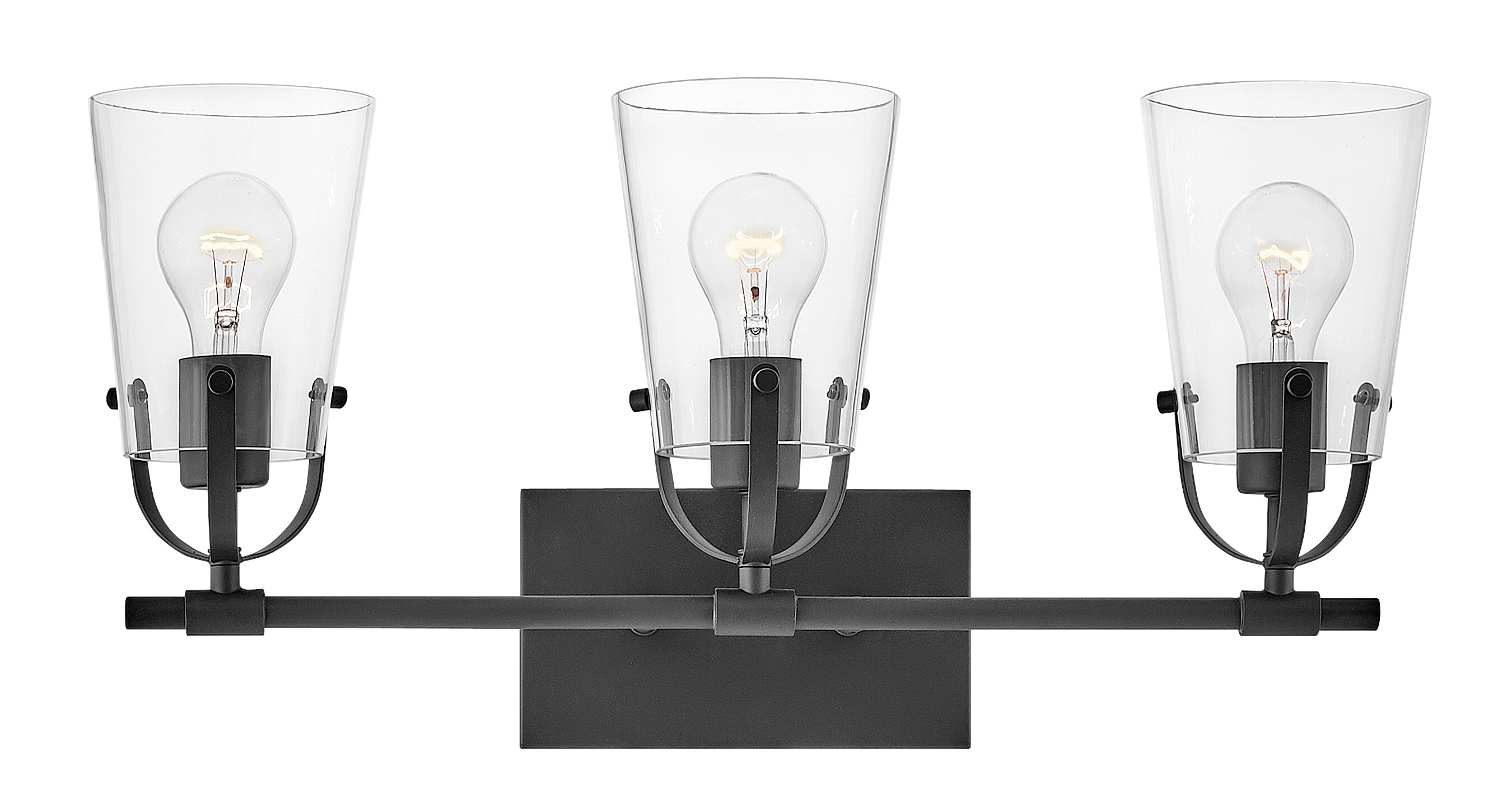 Foster Black and Clear Glass 3-Light Vanity Fixture
