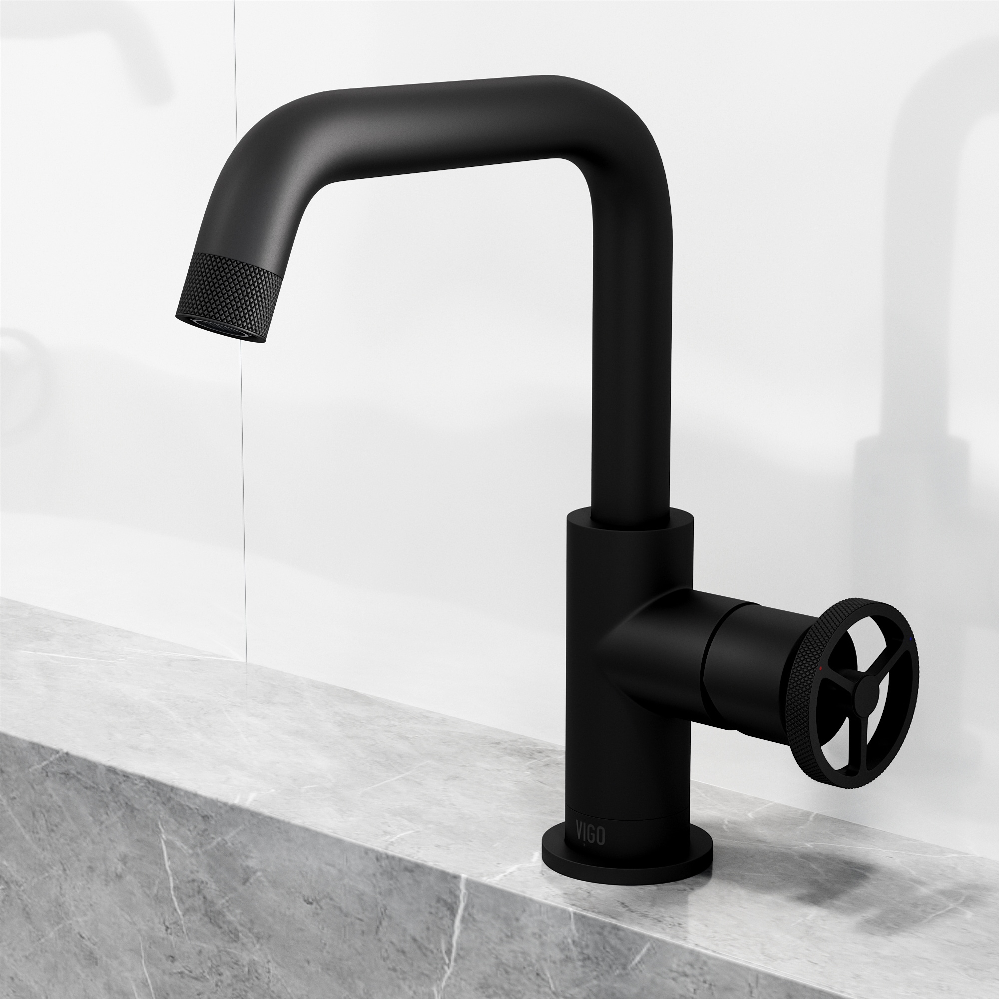 Cass 9'' High Aerodynamic Wheel Handle Matte Black Bathroom Faucet