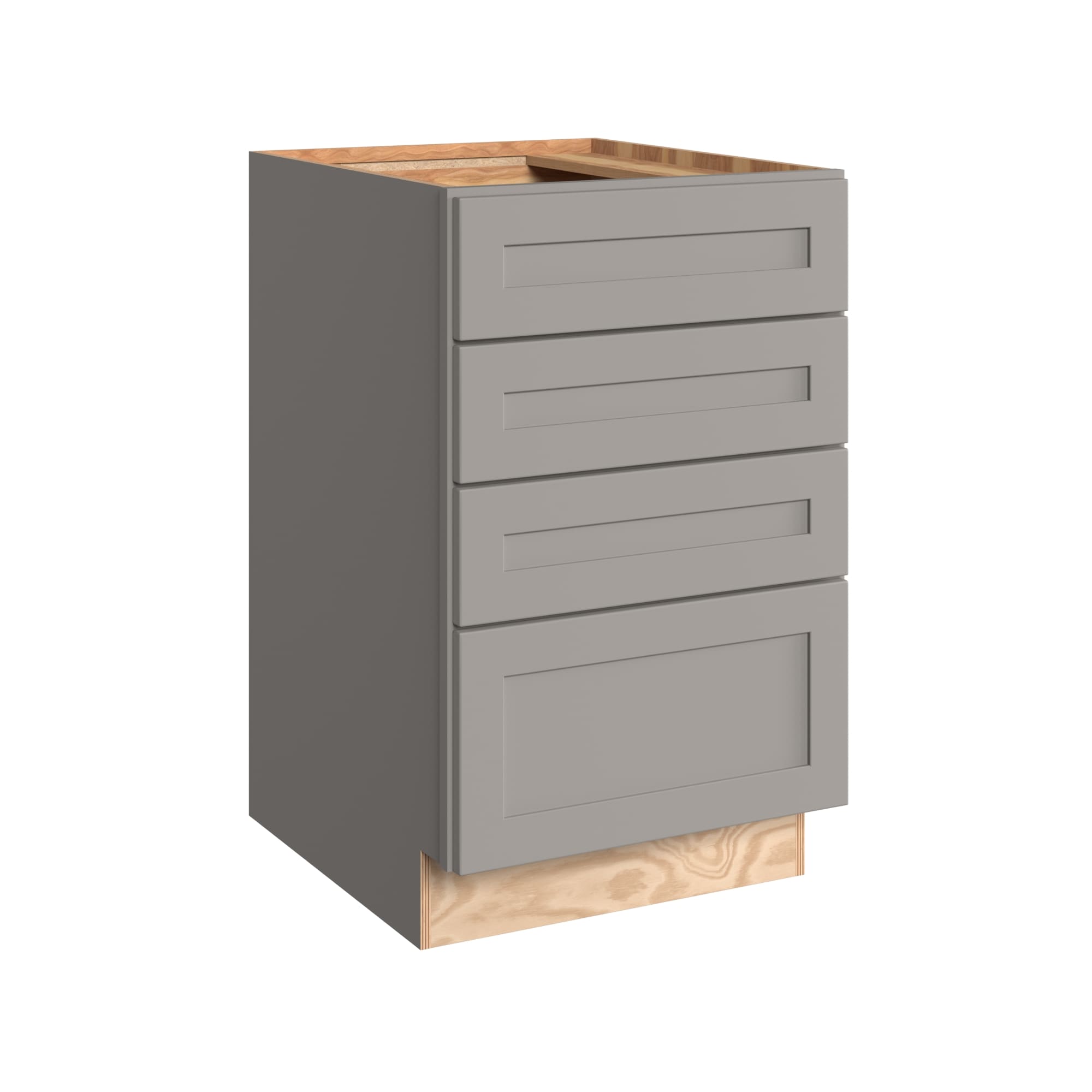 KraftMaid Momentum BD21G81 Deveron 21-in W x 34.5-in H x 24-in D Pebble Grey 4 -Drawers Drawer Base Fully assembled Plywood Cabinet Recessed Panel Shaker