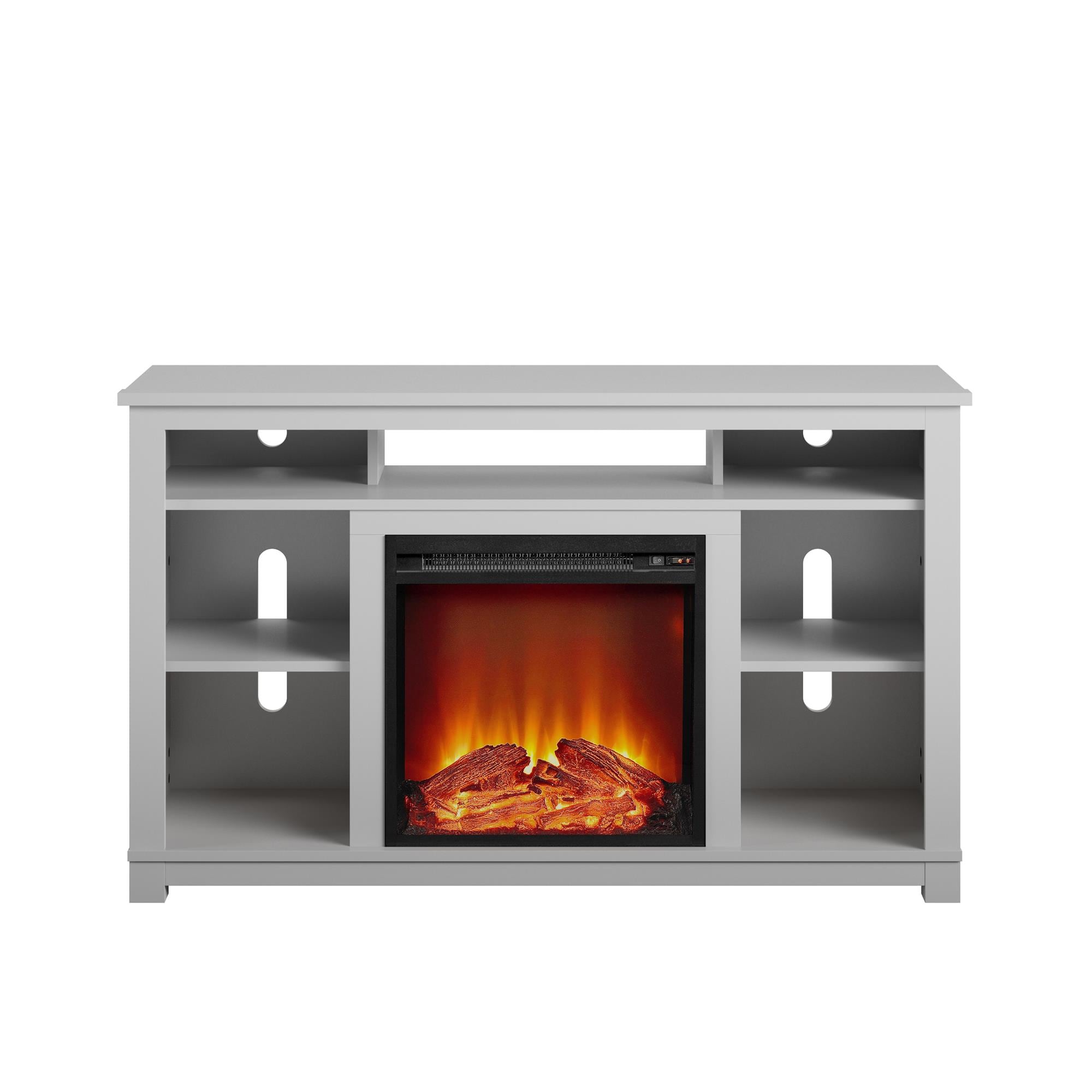 Ameriwood Home 2402412COM 47.6-Inches W Dove Gray TV Stand with Fan-forced Flat wall Electric Fireplace