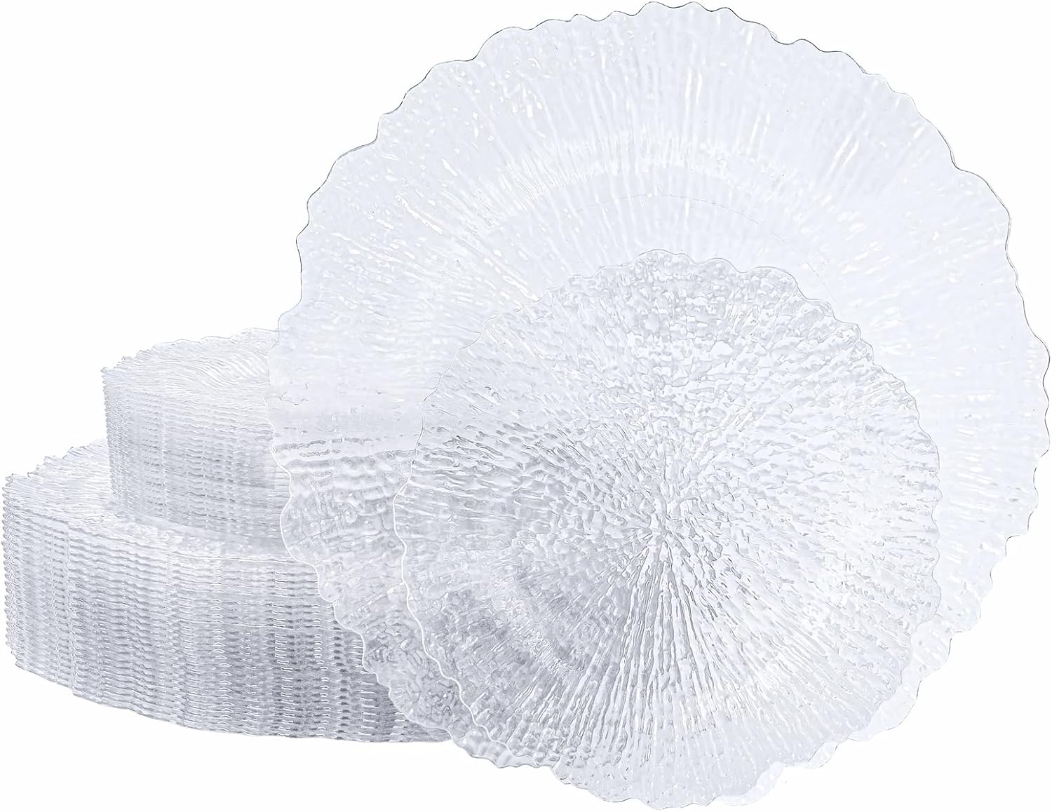 Wellife WELLFE 60 Pieces Clear Plastic Plates for Party Disposable Reusable Reef Disposable Plates Premium Hard Plastic Plates for Wedding Including 30 Dinner Plate 10 Inch 30 Dessert Plate 7 Inch