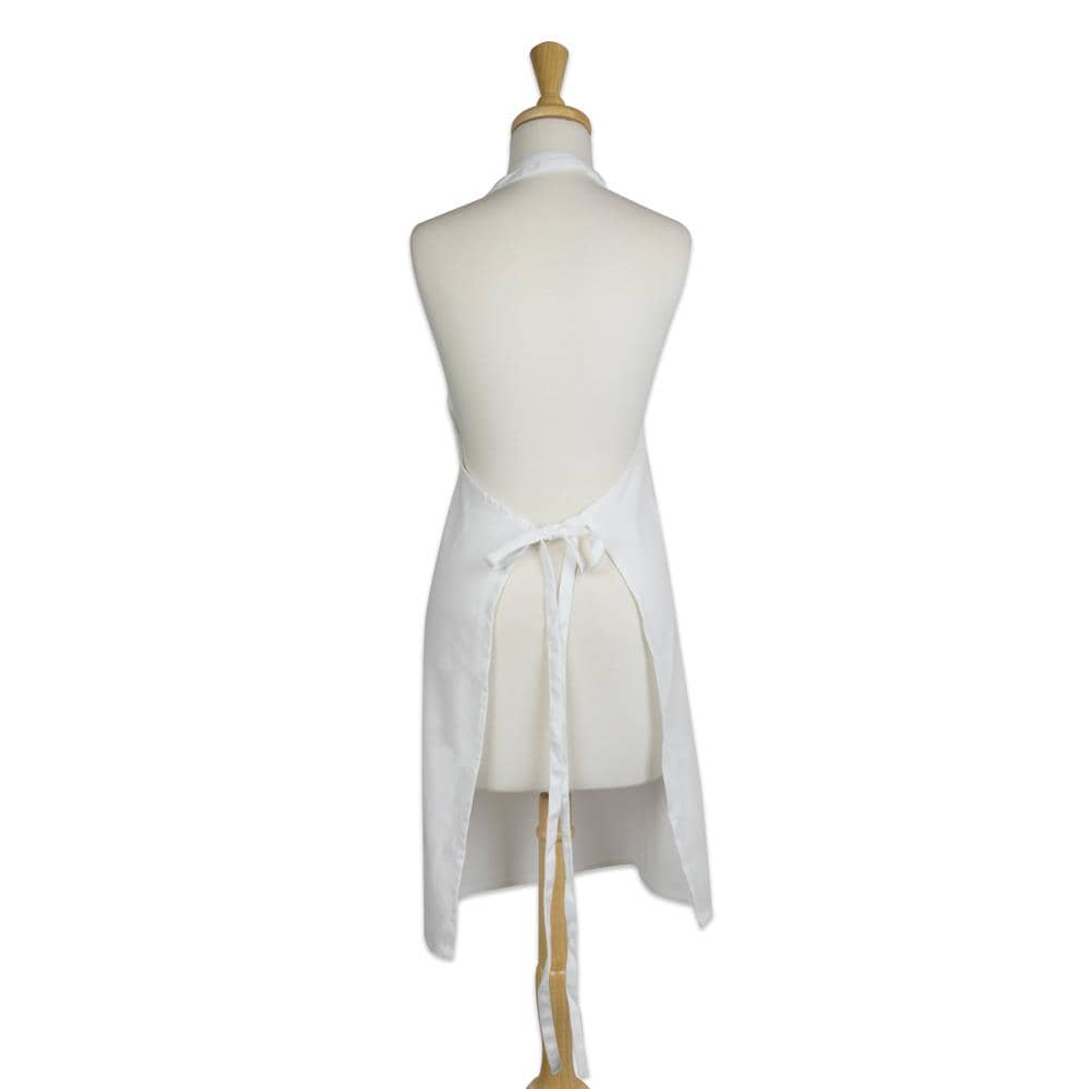 White Cotton Chef Apron with Center Pocket, 32x28"