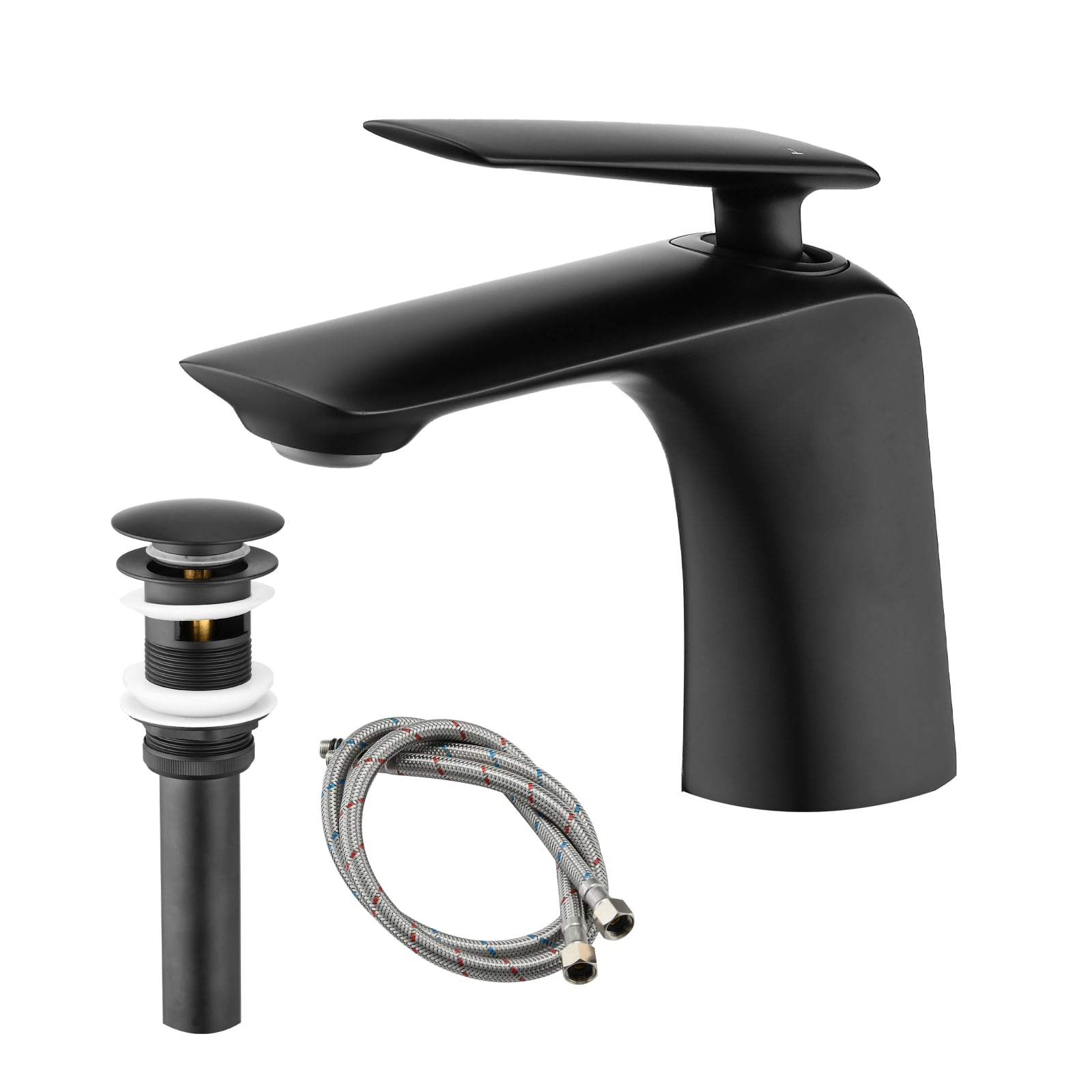 Damerin MSA03 Matte Black Single hole 1-handle Mid-arc Residential Handle Bathroom Sink Faucet