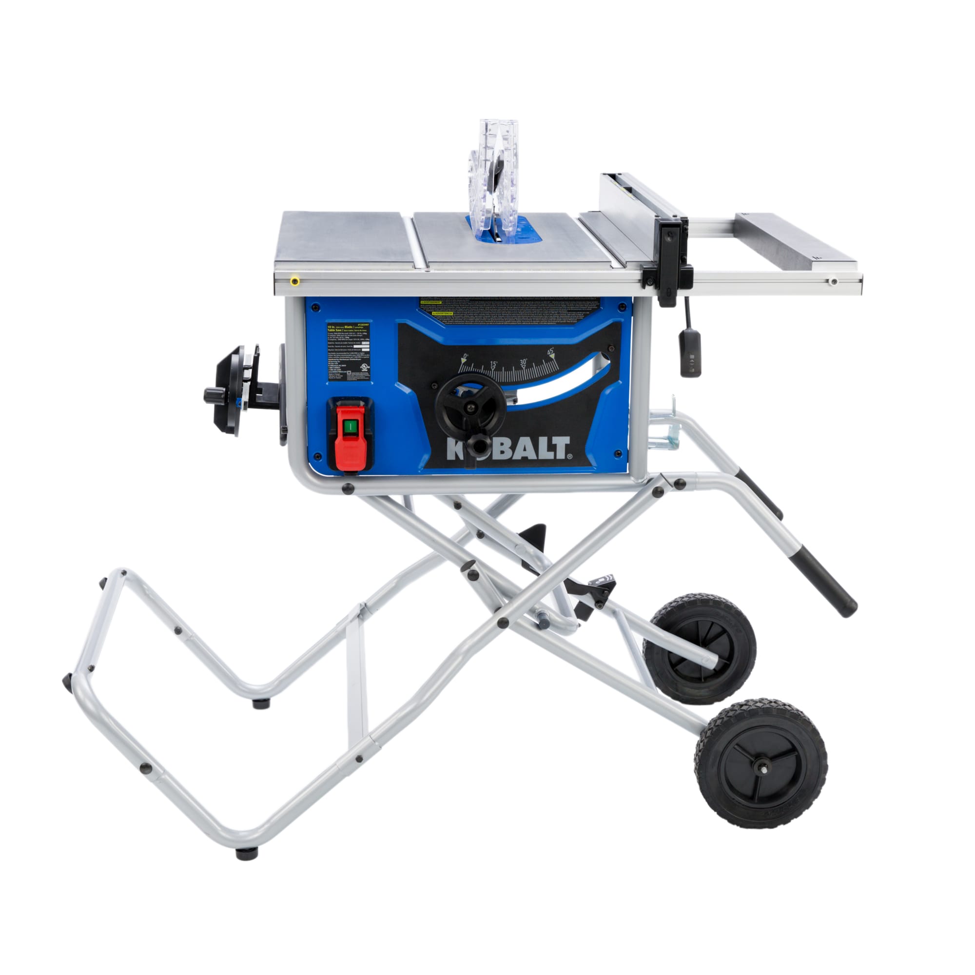 10-in 15-Amp Portable Jobsite Table Saw with Foldable Rolling Stand | - Kobalt KT10152