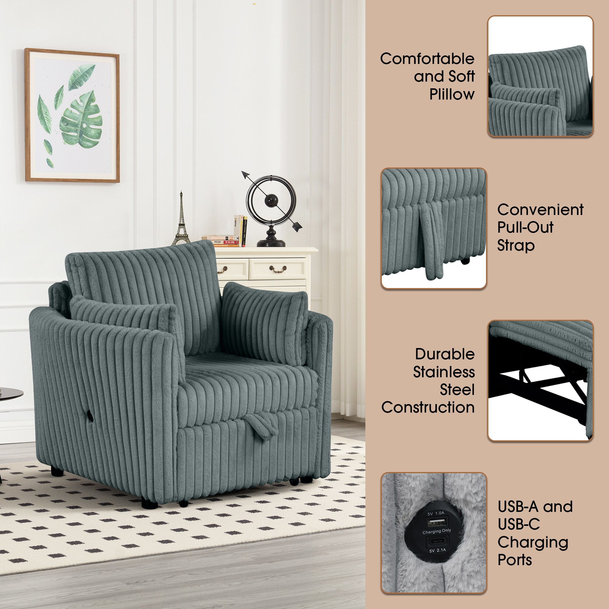 IHOMEadore MDSL64002DG-AC chairs - View #4