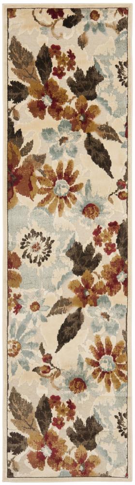 Cream and Multi Floral Viscose Runner Rug