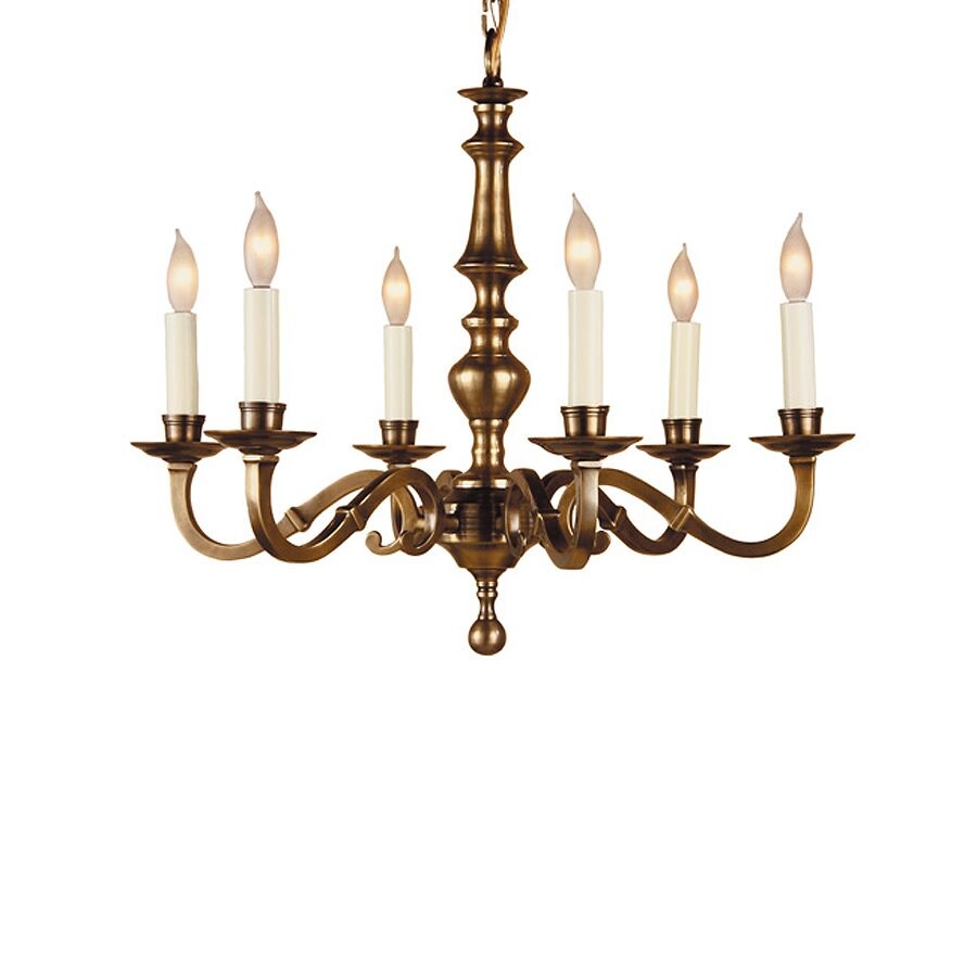 Livex Lighting Williamsburg 6-Light Antique Brass Traditional Dry rated  Chandelier