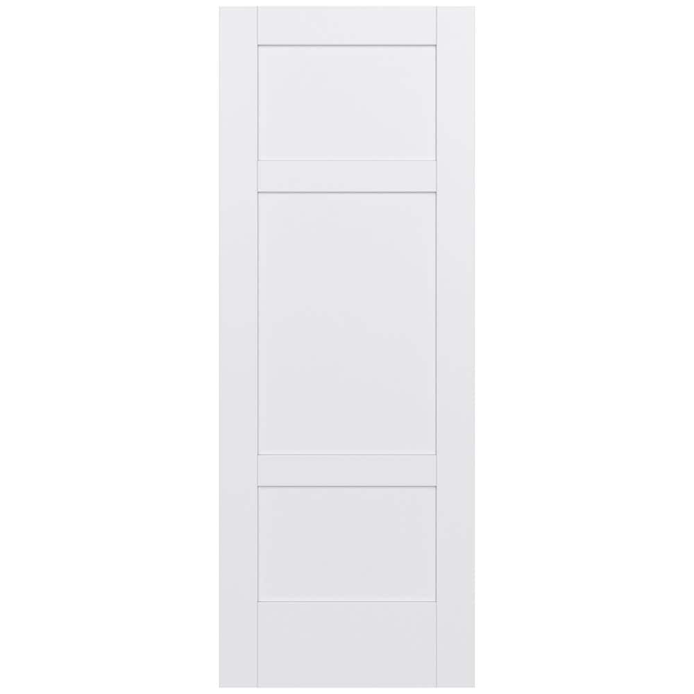 JELD-WEN LOWOLJW221100323 MODA 1031W 30-in x 80-in 3-panel Square Smooth Solid Core Primed MDF Slab Door