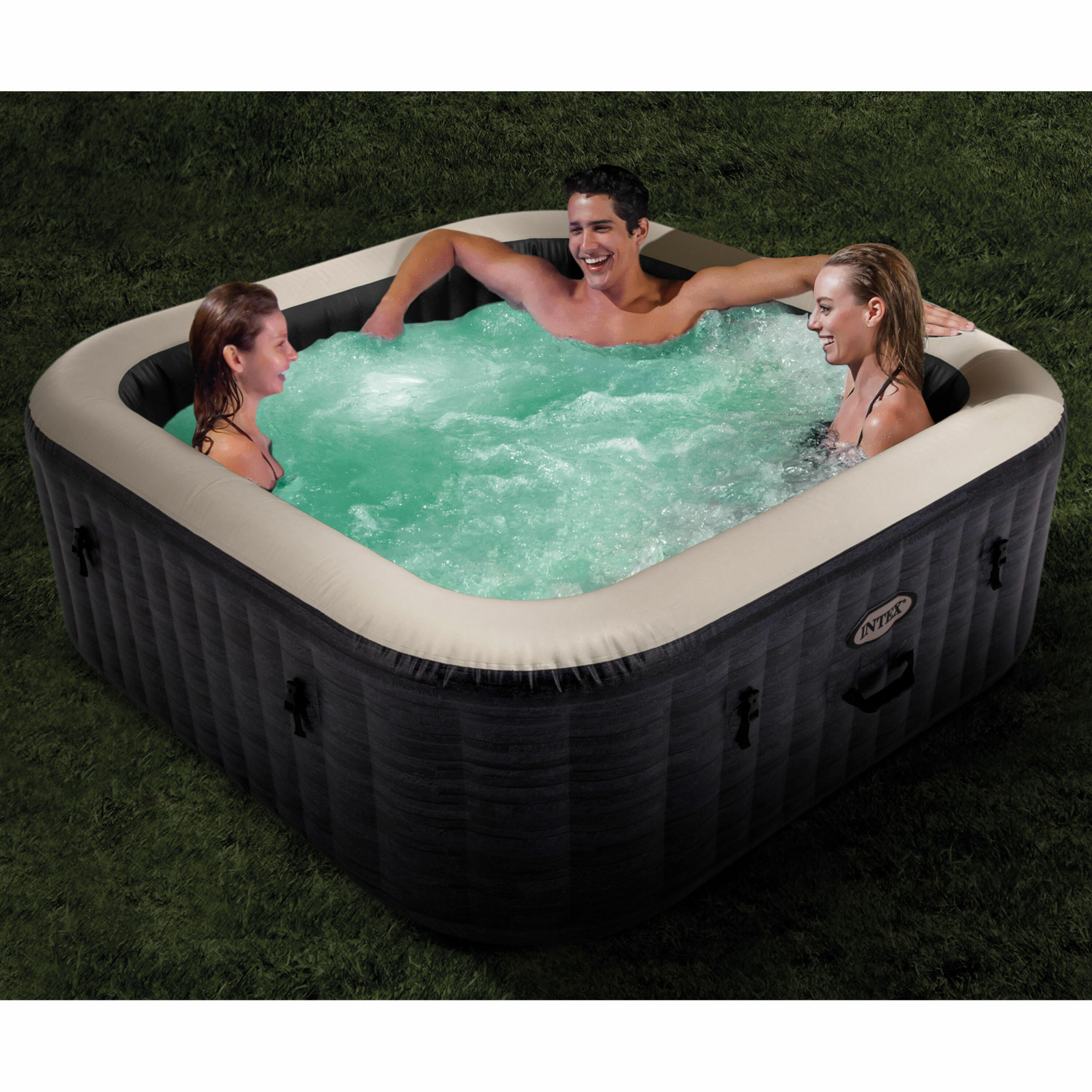 Intex 6-Person Gray Inflatable Square Hot Tub Spa