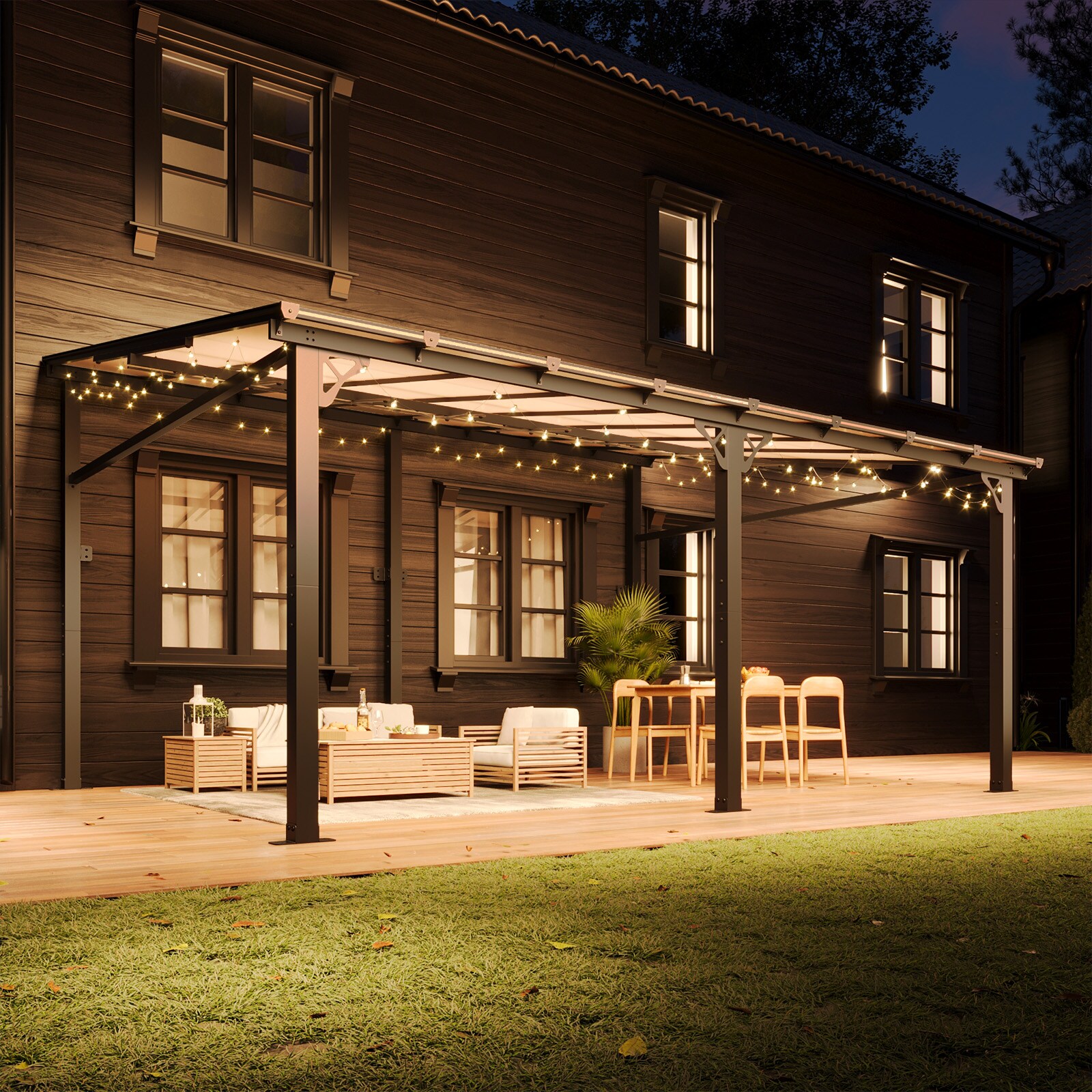 AOXUN Pergola 16-ft W x 12-ft L x 8-ft 1-in H Gray Metal