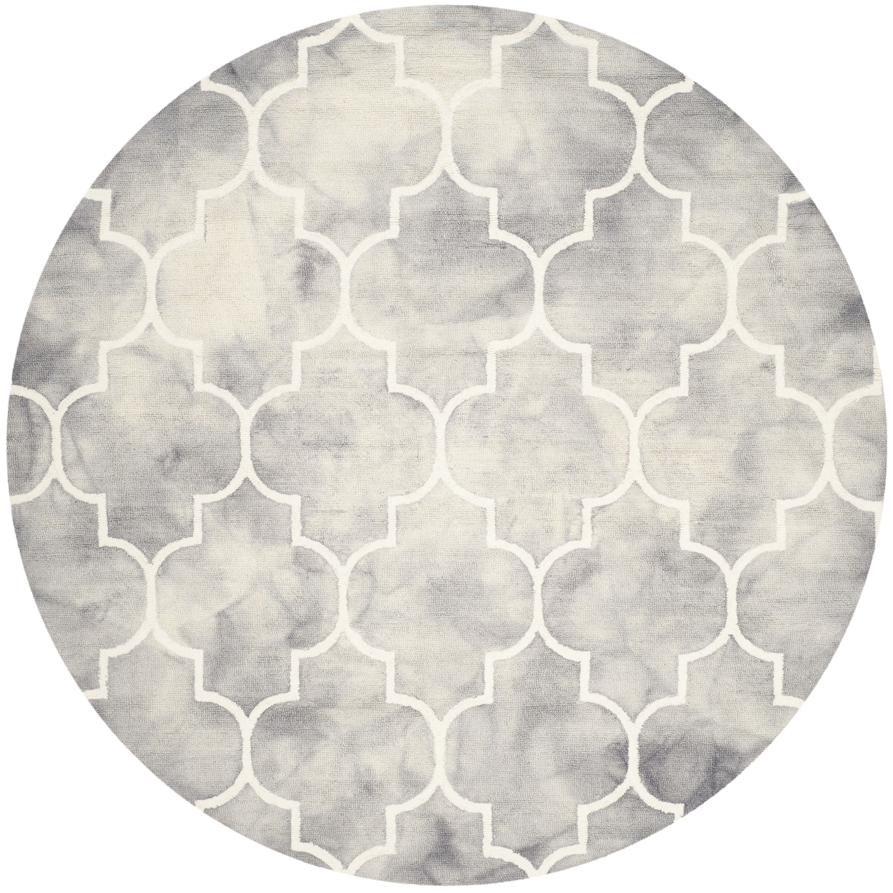 Safavieh DDY535C-7R Dip Dye Dorinda 7 x 7 (ft) Tufted Wool Gray/Ivory Round Indoor Trellis Bohemian/Eclectic Area rug