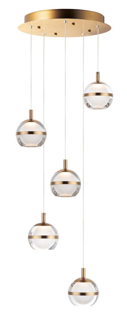 ET2 Swank 5-Light Natural Aged Brass Modern/Contemporary Globe LED Hanging Pendant  Light in the Pendant Lighting department at