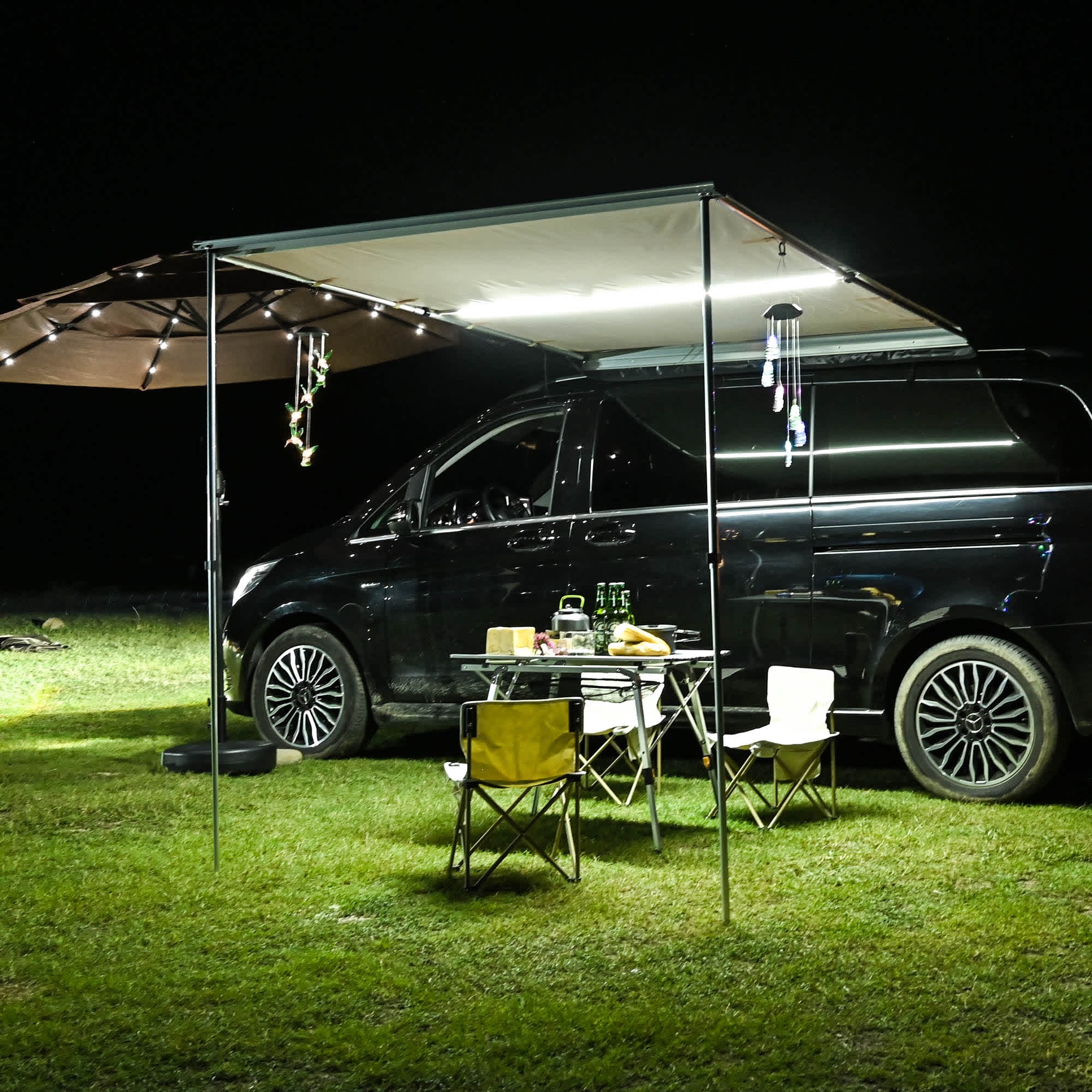 Yescom 07CSA007-20X25-01-LO 8.2x6.6 ft Car Side Awning Rooftop with LED Light Pull Out Tent Shelter Camping