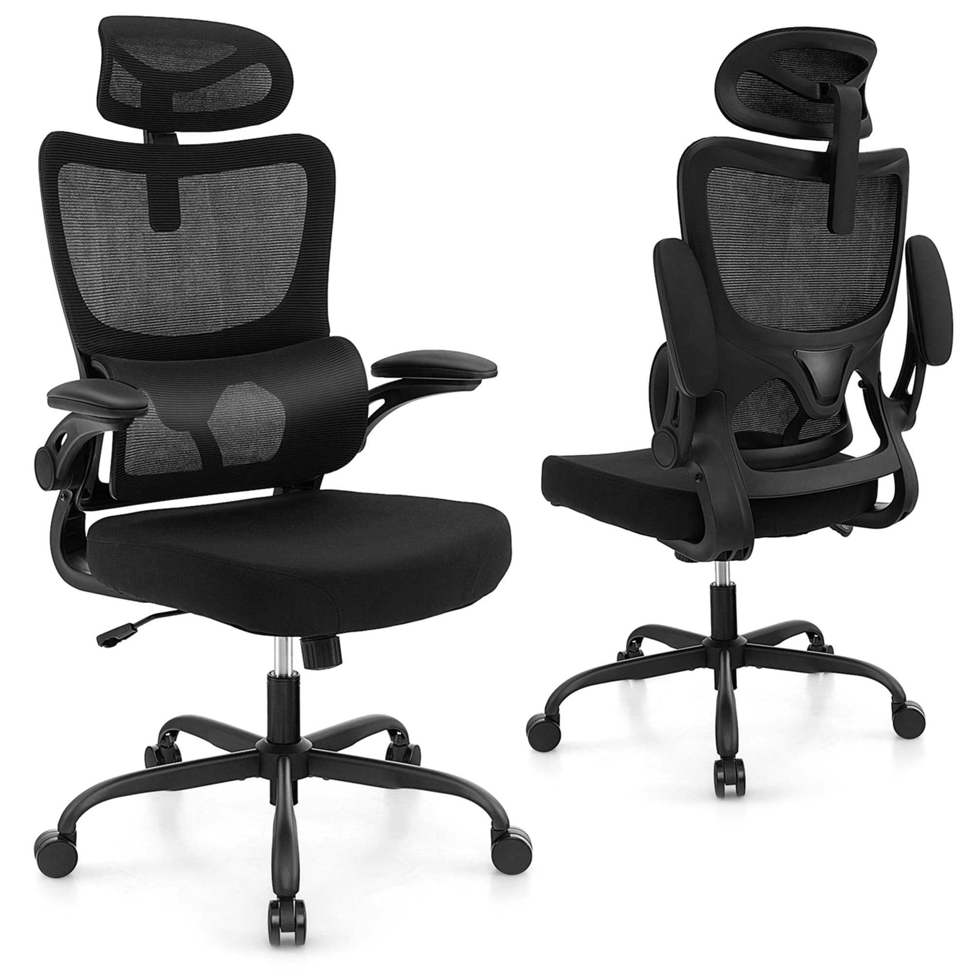 Costway HCST01502 Black Contemporary Ergonomic Adjustable Height Swivel Mesh Gaming Chair
