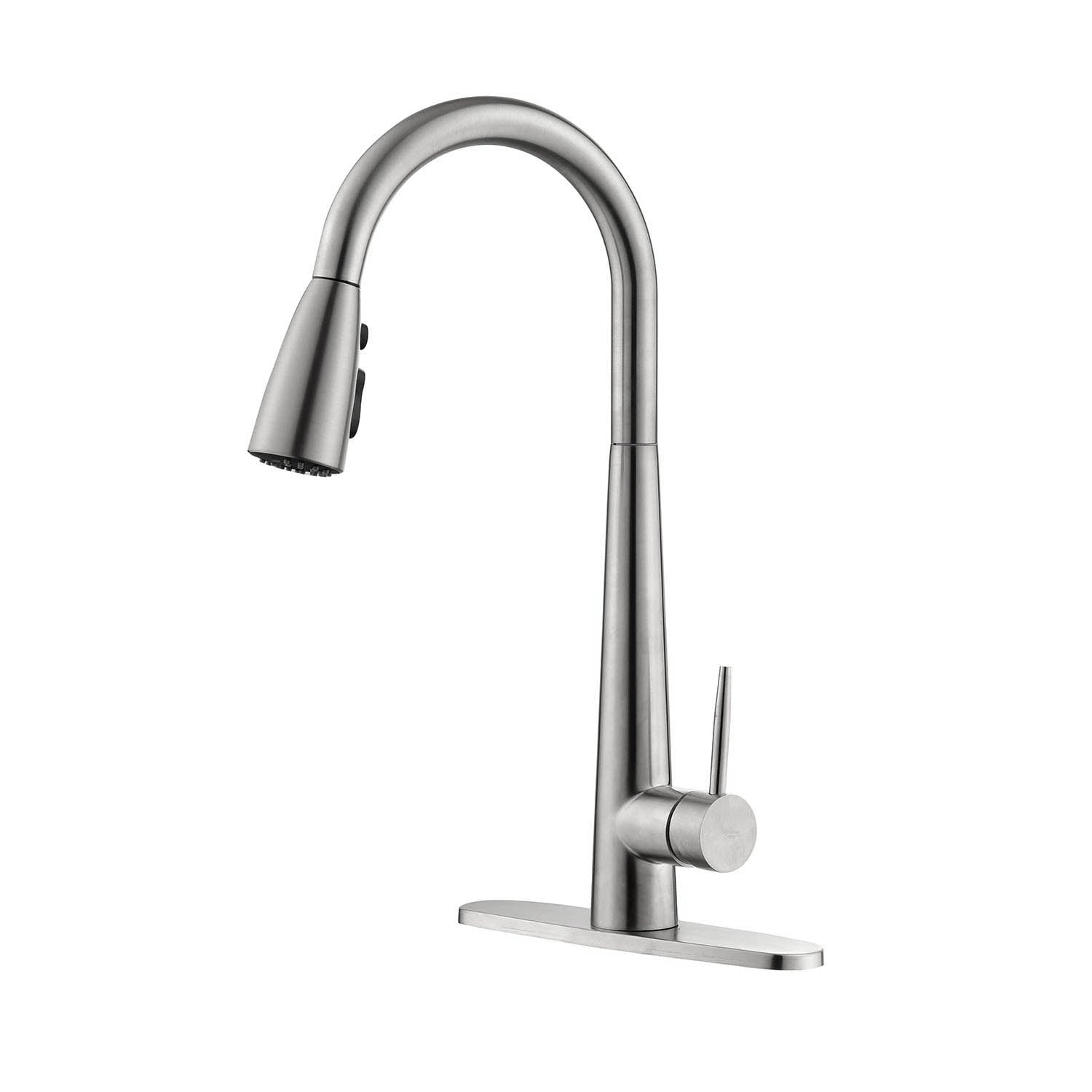 LUXEYARD Single Handle Stainless Steel Kitchen Sink Faucet with Pull Down Sprayer