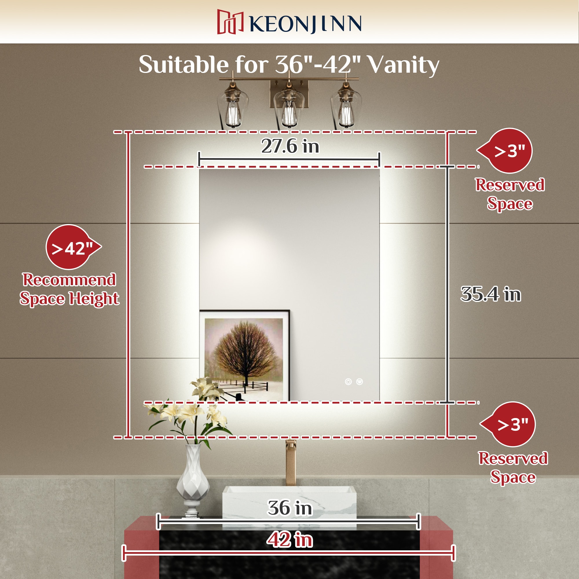 Keonjinn LW-JZ-BGSSW-7191 Framed-Bath-Mirrors - View #2