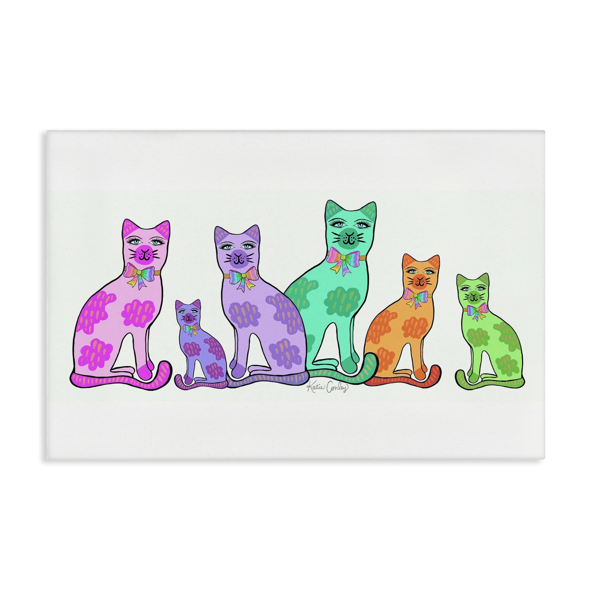 Stupell Industries BS-760-CN-24X36 Funky Whimsical Cats Canvas Wall Art By Katie Conley 36 x 24