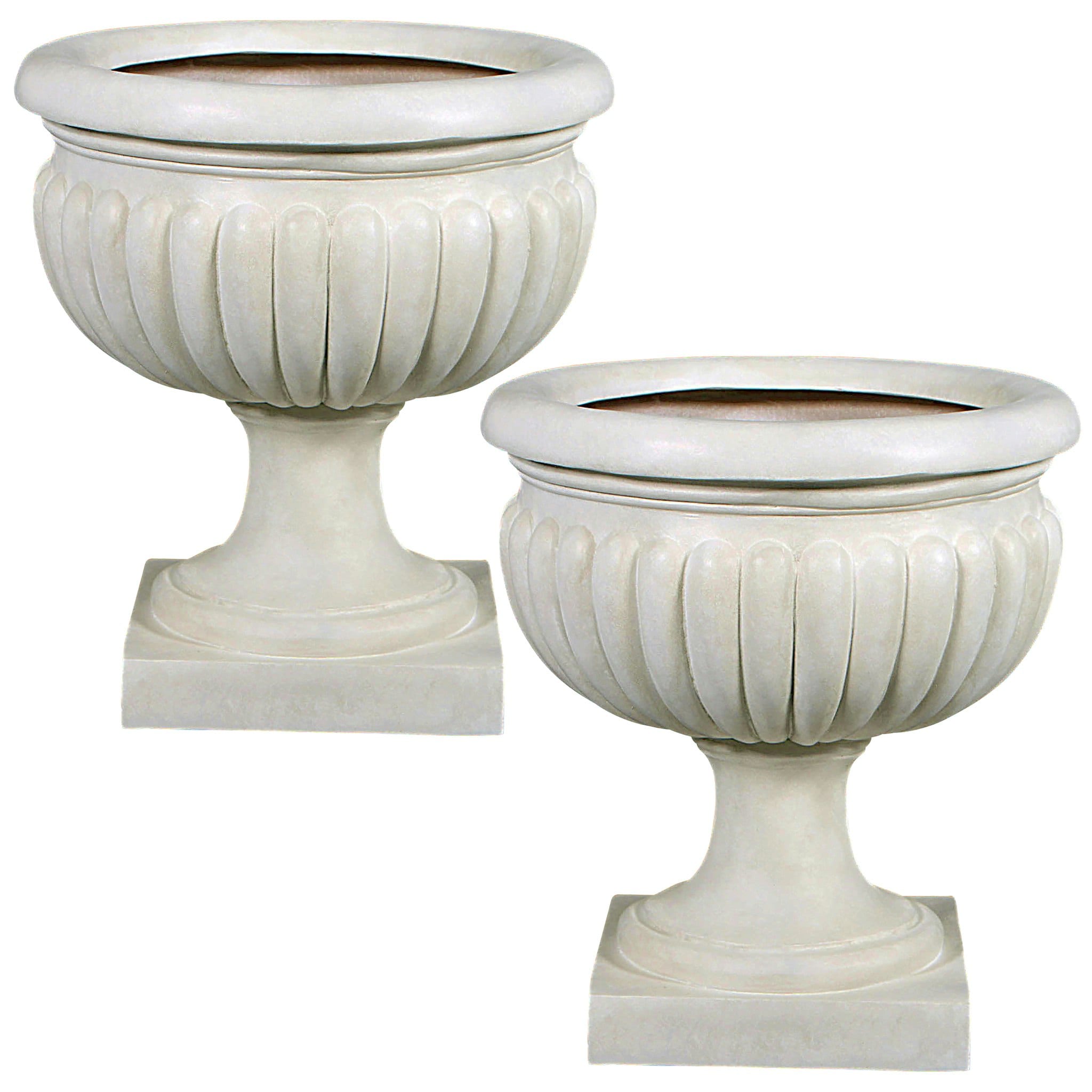Design Toscano NE9160080 2 -Pack Urn 17.5-in W Medium Off-white Fiberglass Outdoor Vertical garden planter