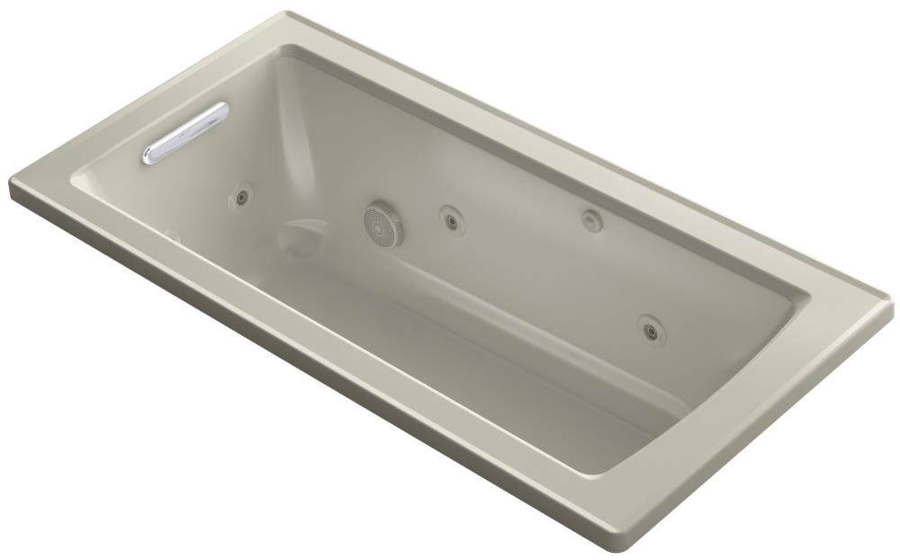 KOHLER 1947-G9 Archer 30-in x 60-in Sandbar Acrylic Drop-In Whirlpool Tub (Reversible Drain)