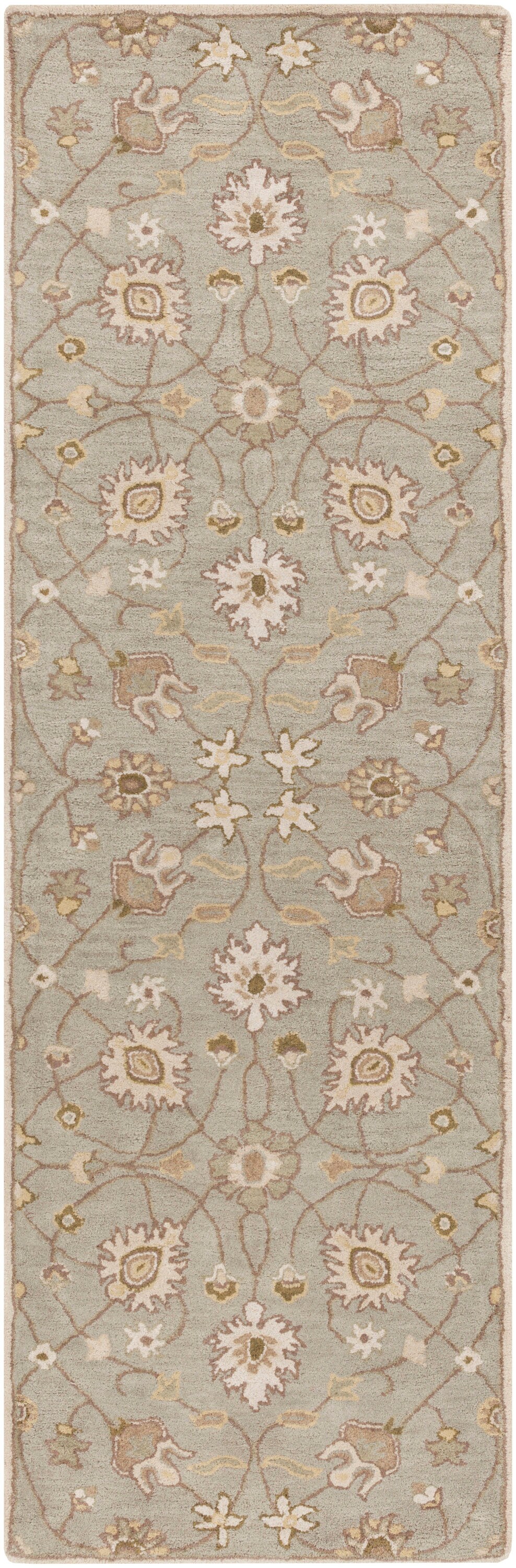 Livabliss CAE1121-268 Caesar 2 x 8 (ft) Tufted Wool Gray Rectangular Indoor Medallion Oriental Runner rug