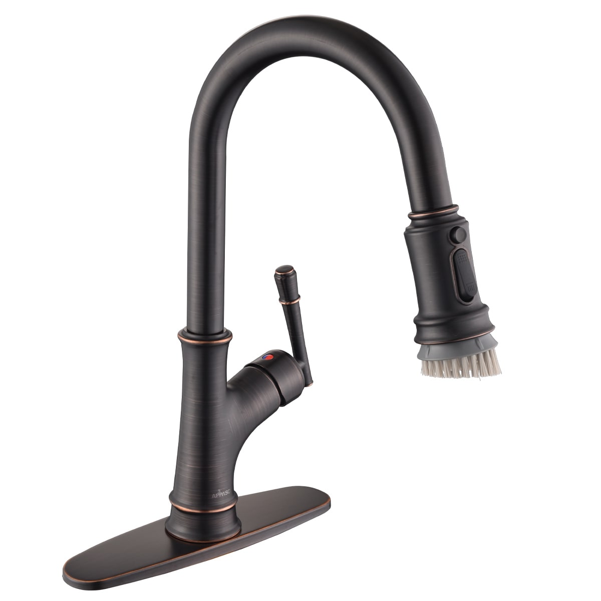 APPASO APS1315-ORB Oil Rubbed Bronze Single Handle Deck-mount Kitchen Faucet with Sprayer ( Deck Plate Included )