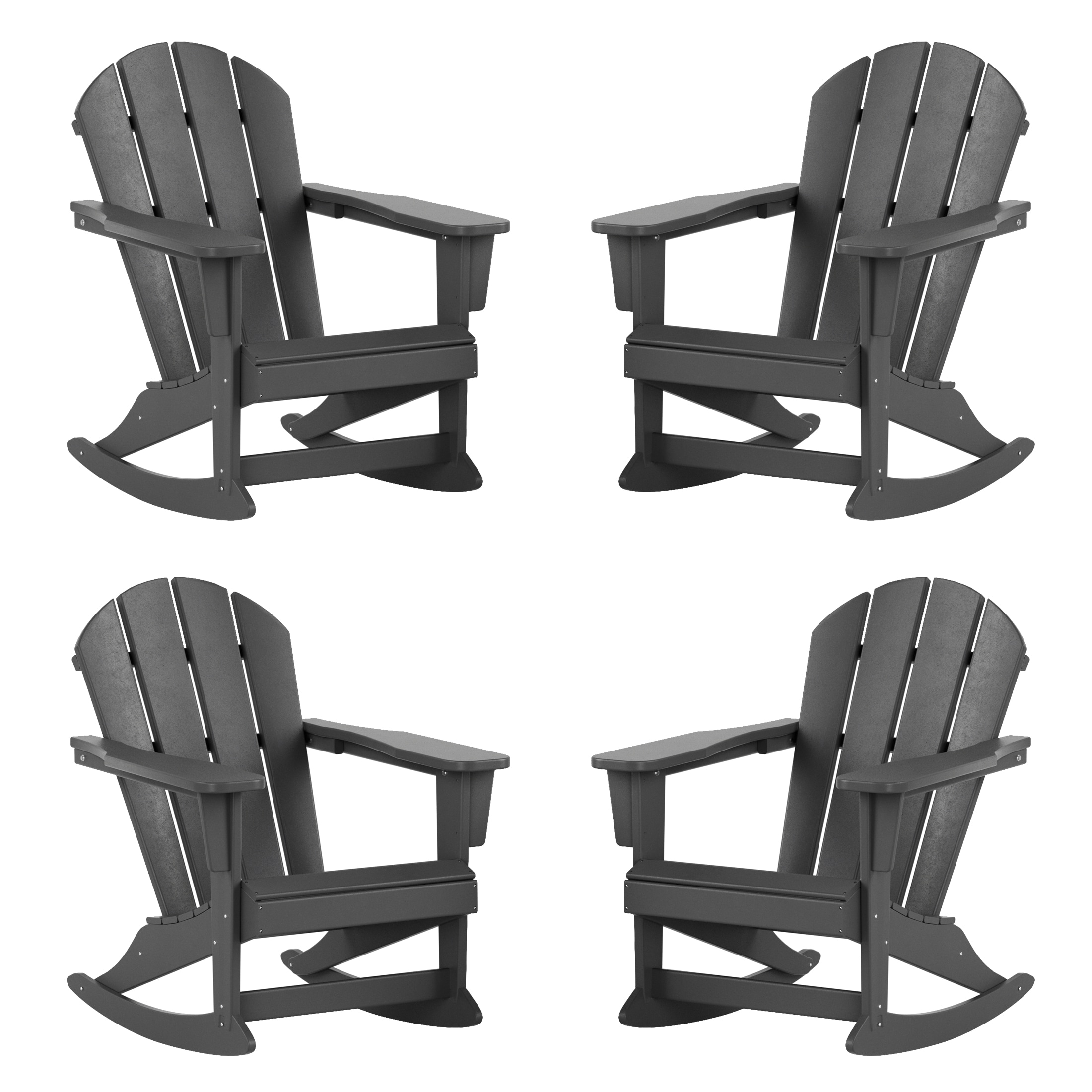 Westin Furniture 2001-RC-GY4 Laguna Set of 4 Gray HDPE Frame Rocking Chair with Slat Seat