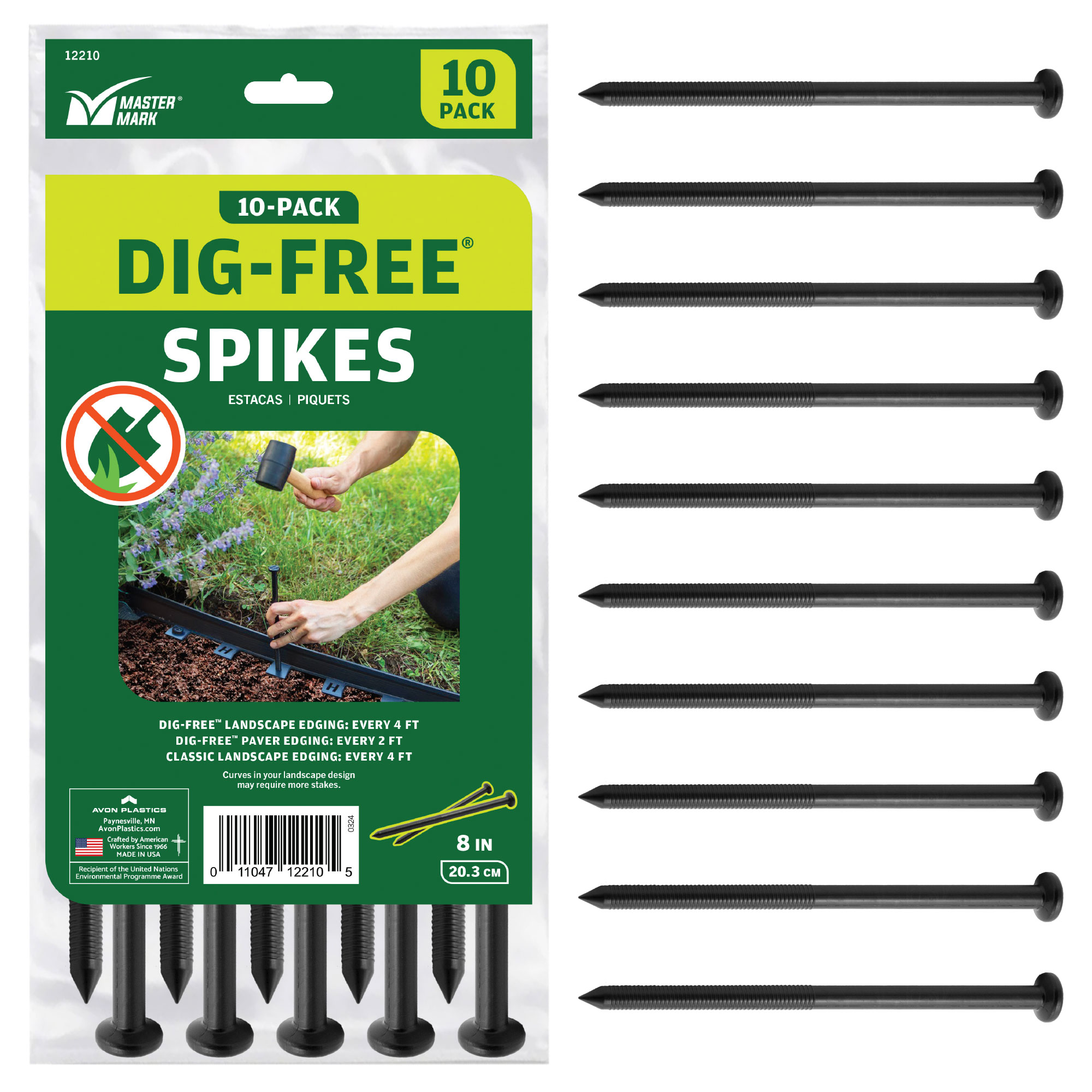 Master Mark 10 -Pack 8-in Black Plastic Edging stake