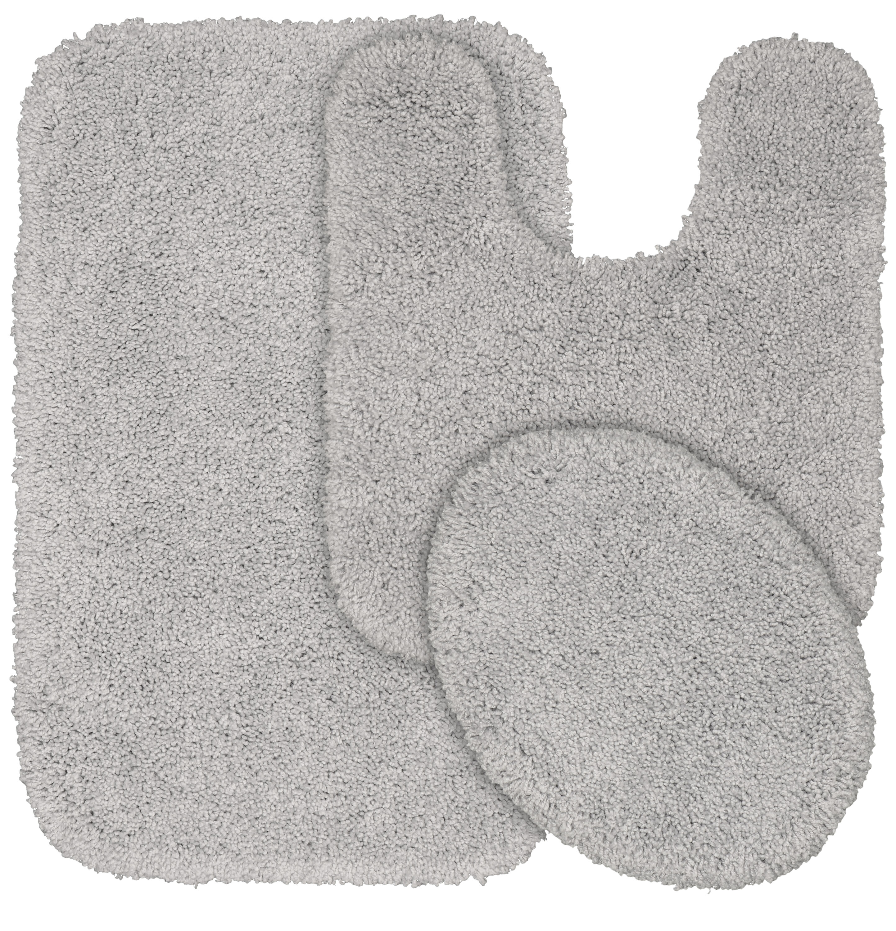 Garland Rug BA100W3P02I7 Serendipity 21-Inches x 34-Inches Platinum Gray Nylon Bath mat set