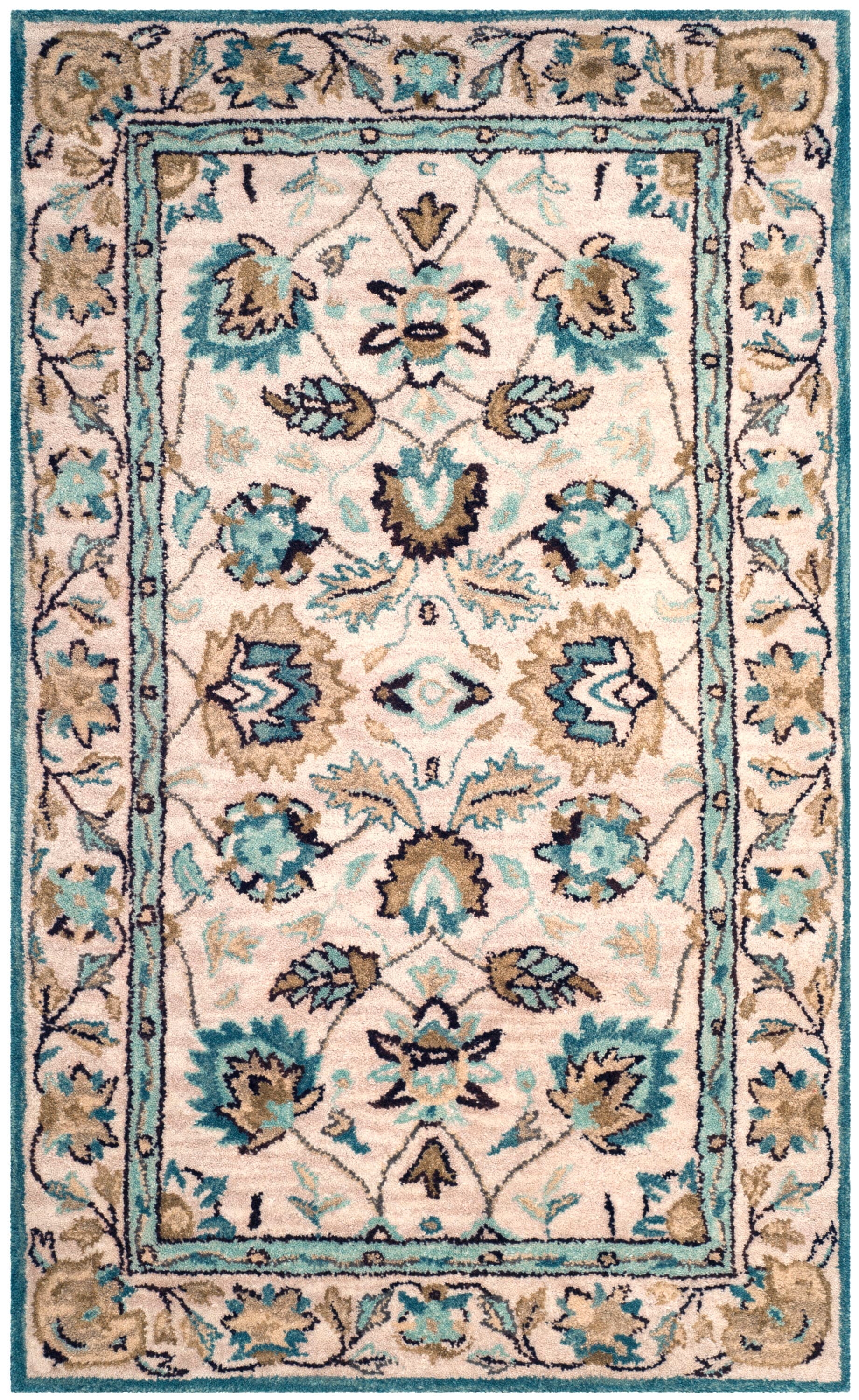 Handmade Tufted Blue Wool Rectangular Area Rug, 3' x 5'