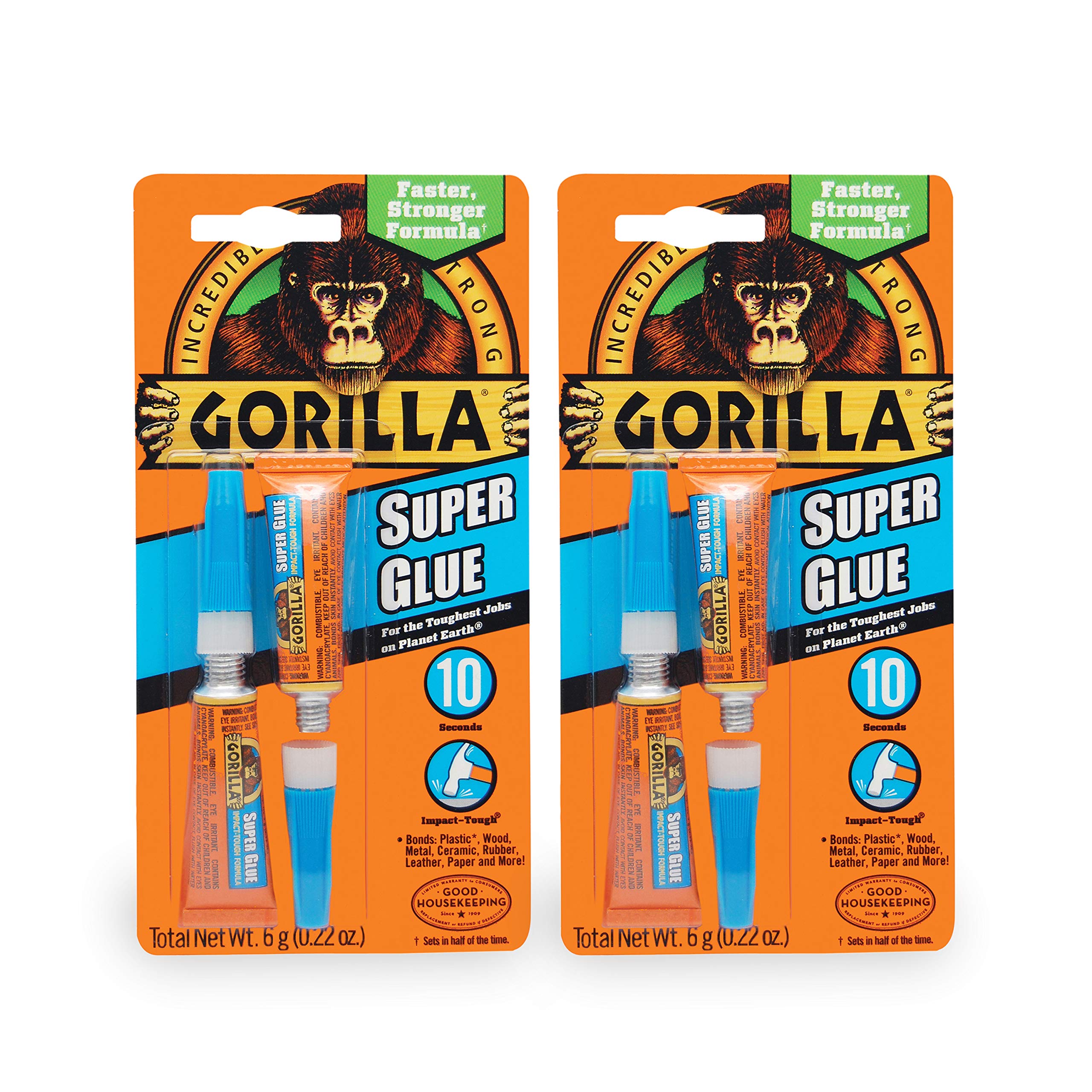 Gorilla DFP-FC-QTY2DIB303124 Super Glue - Pack of 2 Clear 3 Gram Tubes for Strong Bonding