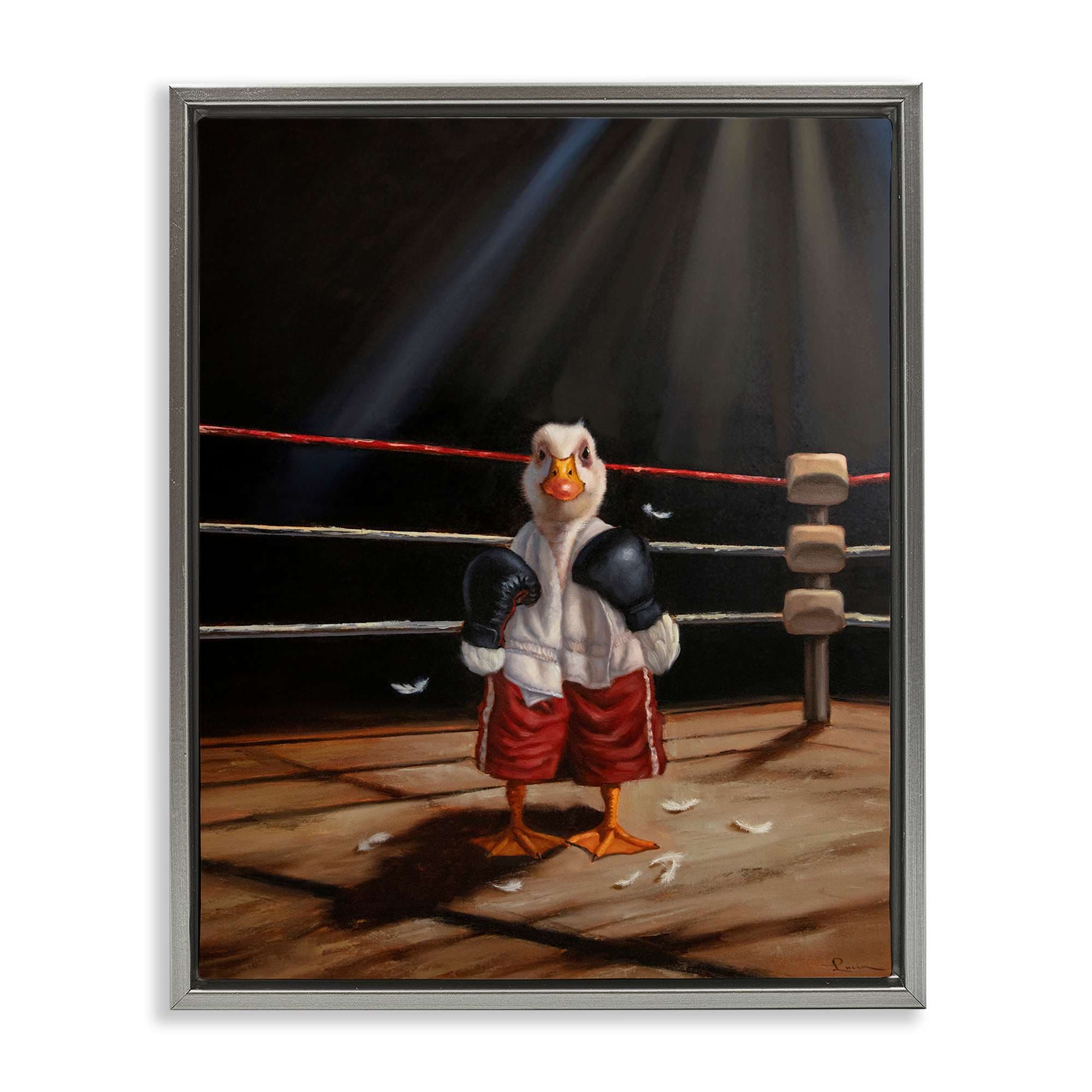 Stupell Industries BS-779-FFL-24X30 Duck in Boxing Ring Floating Frame design by Lucia Heffernan