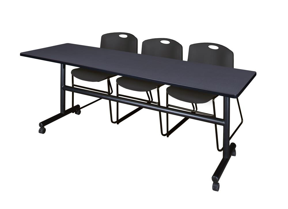 Regency MKFT8424GY44BK Training Gray 4-Person Training Table (84-in W x 29-in H)