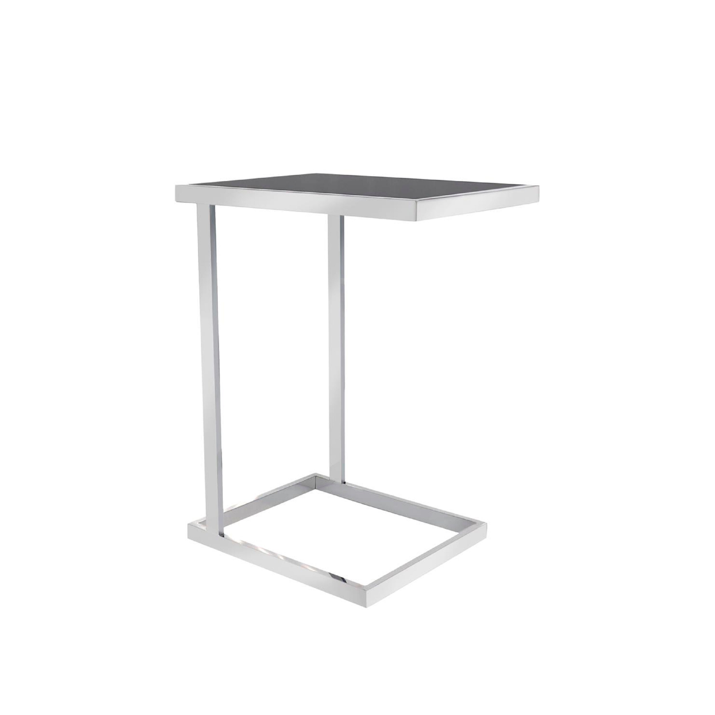 Pasargad Home JJ-1031 Decked out in a chic finish, the angled metal base is striking from every angle. The coylin square end table is topped off with a Black glass top with steel edging for a completely modern look