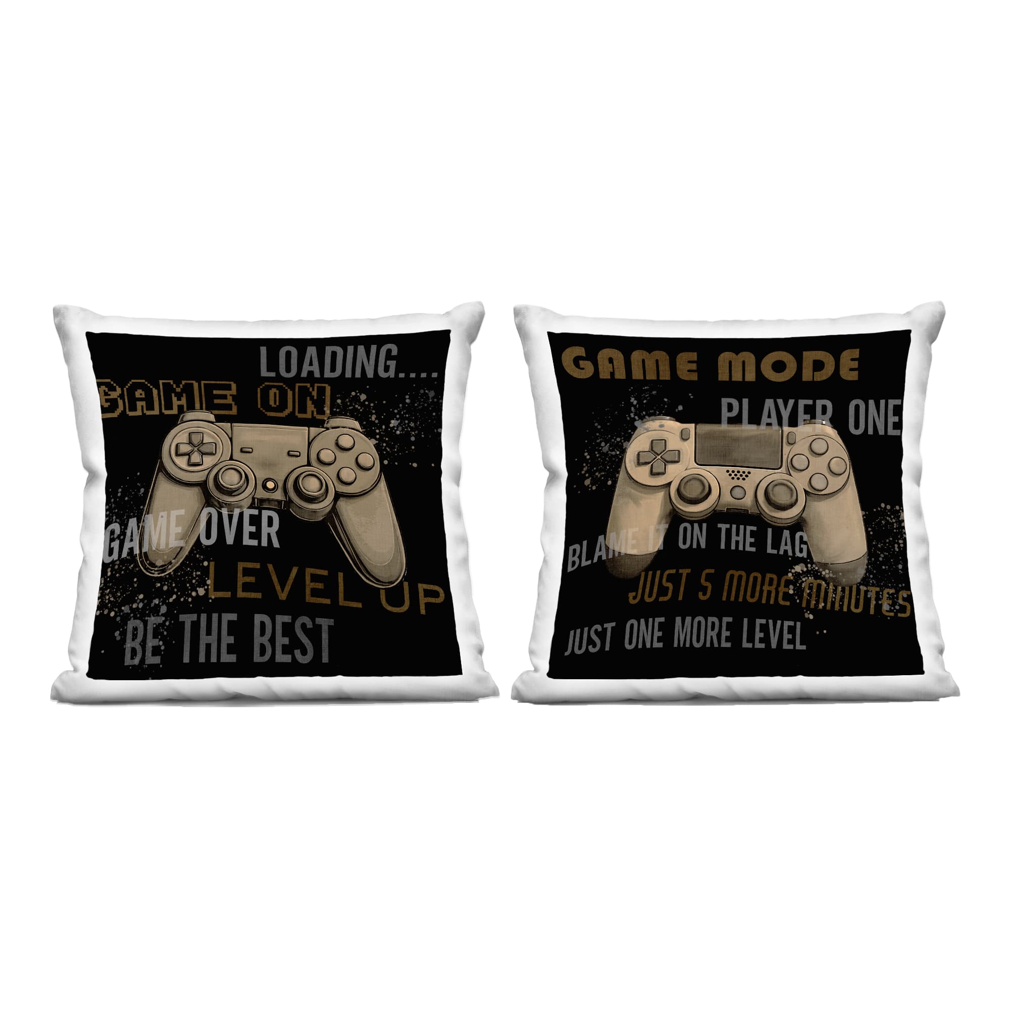Stupell Industries PL2-850-SQW-2P-18X18 Vintage Controllers with Expressions 2pc Decorative Printed Pillow Set Design by Kim Allen