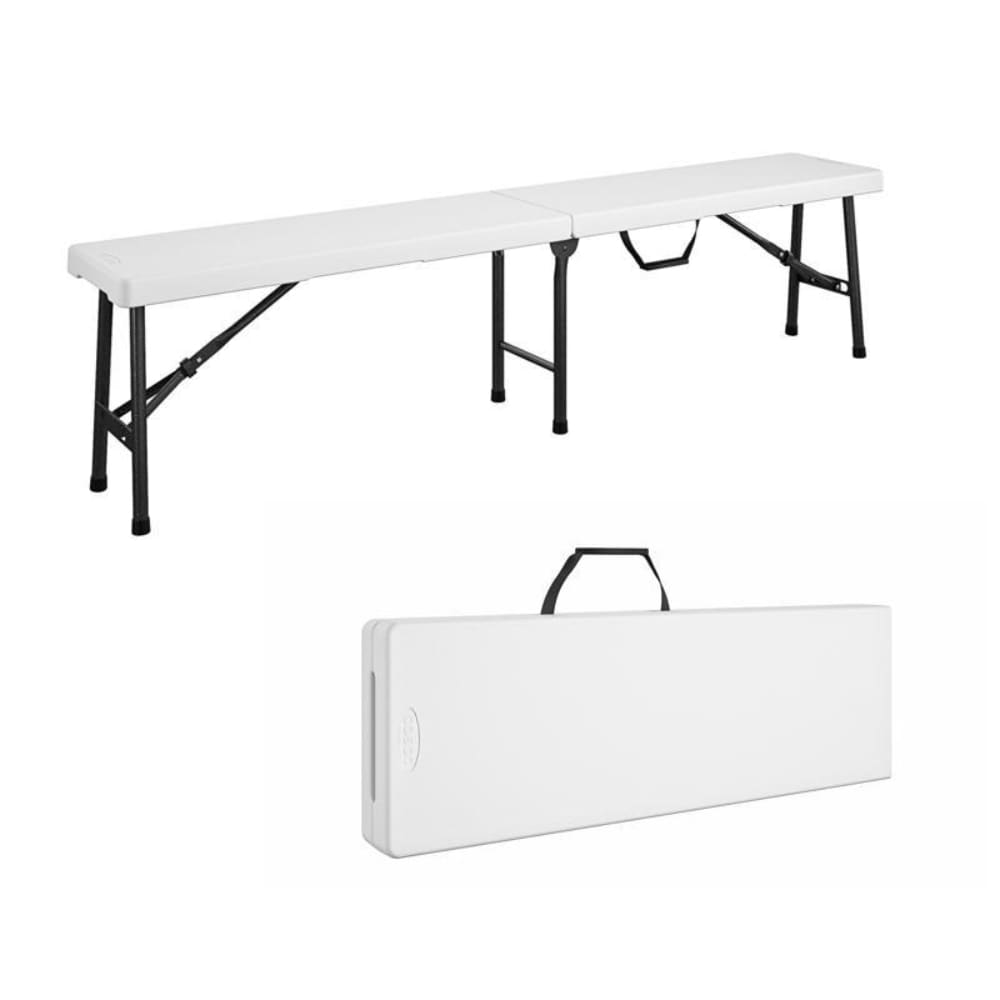 Cosco  72 in. White Plastic Folding Bench with Steel Frame 500 lb Capacity