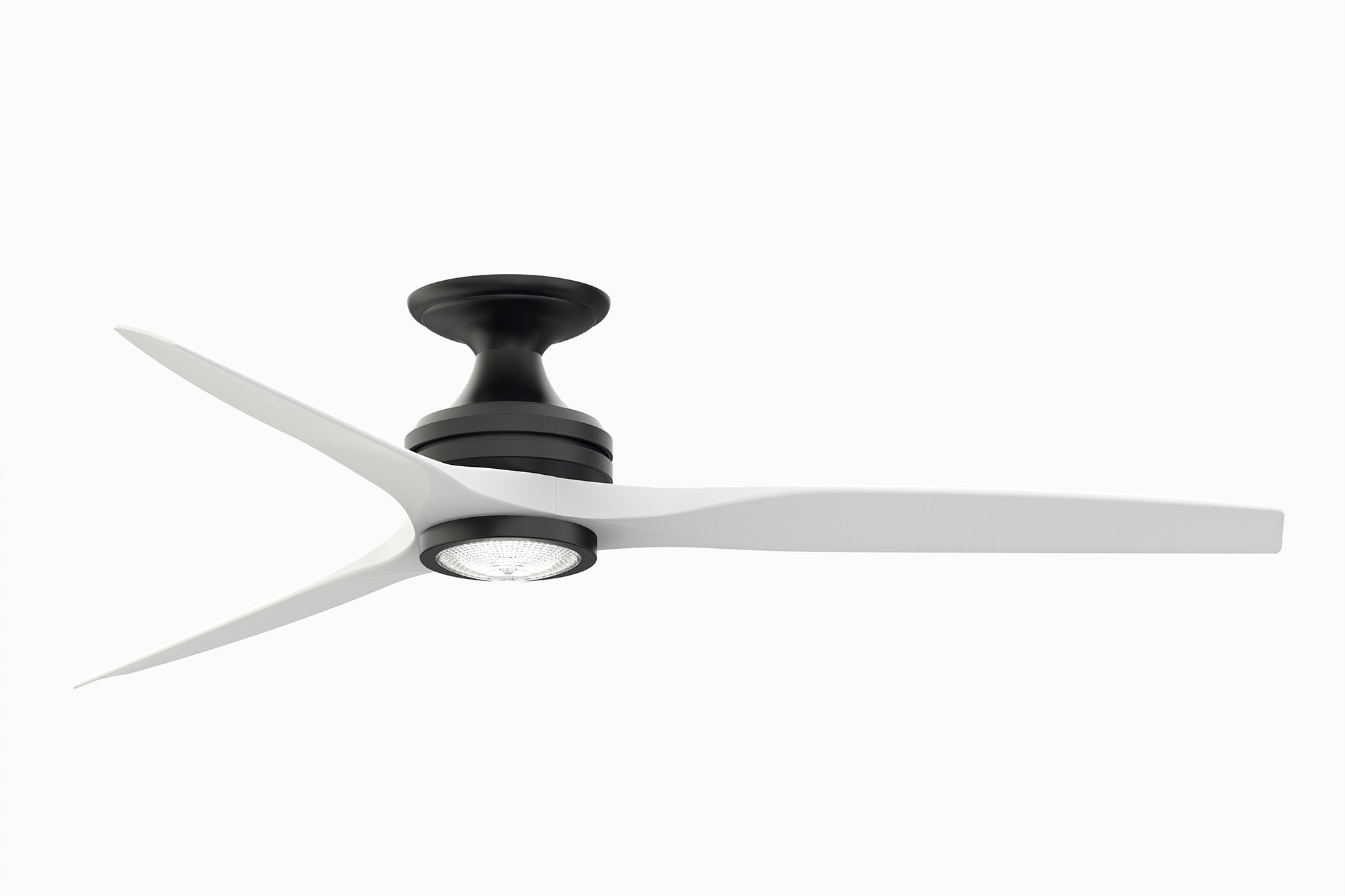 Fanimation FP6721BBL-60MW-LK-F Spitfire 60-Inches Black with Matte White Blades Integrated LED Fixture Indoor/Outdoor Flush mount Propeller Ceiling Fan With Light and Remote ( 3 -Blade)