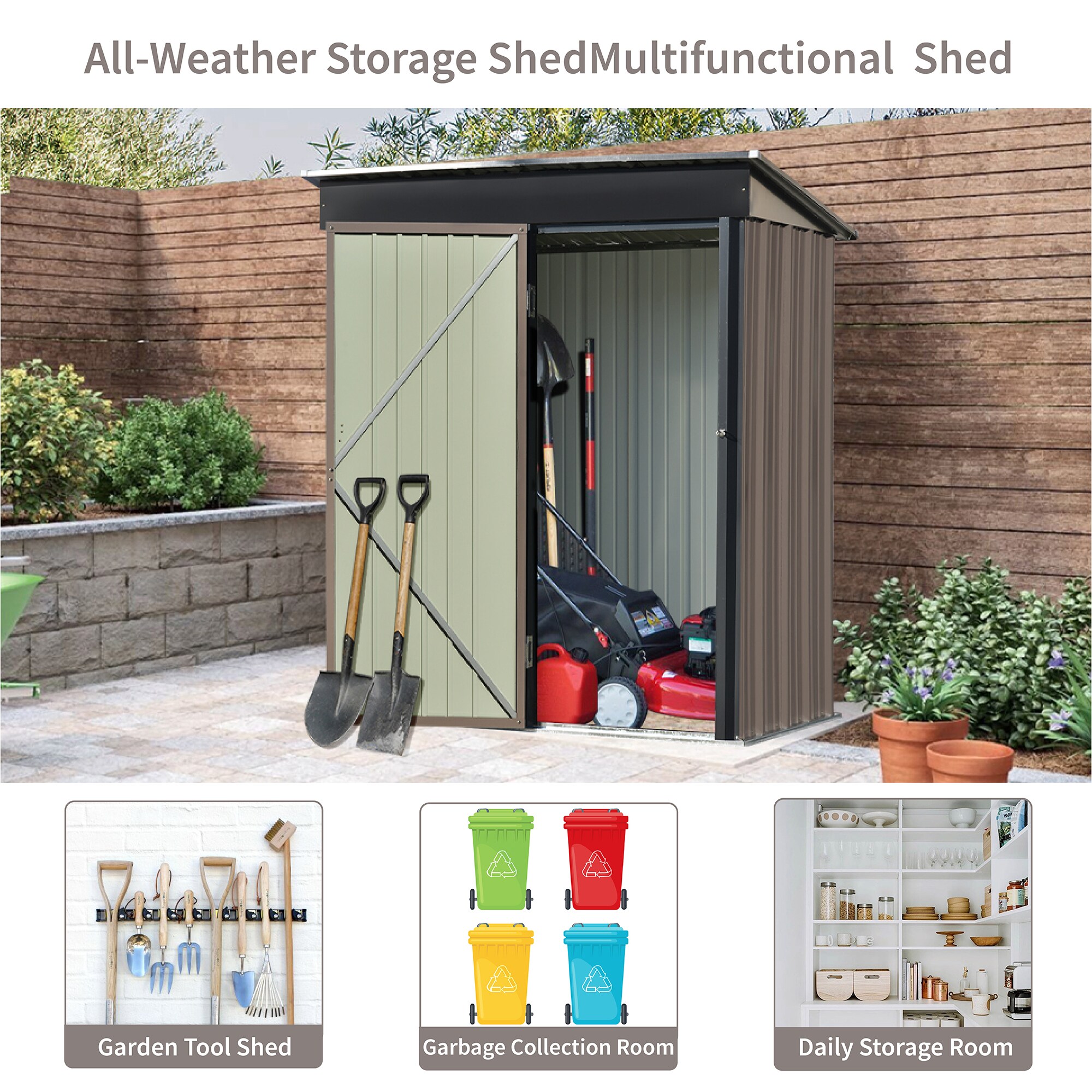 Maocao Hoom 5.07-ft x 2.83-ft Galvanized Steel Storage Shed in the ...