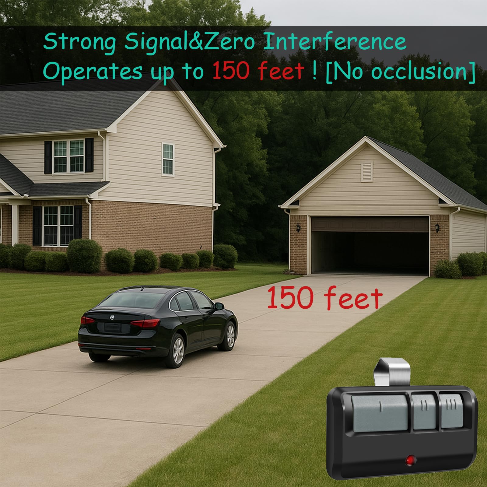 Etokfoks Universal Garage Door Opener Remote Control Keychain in Black ...
