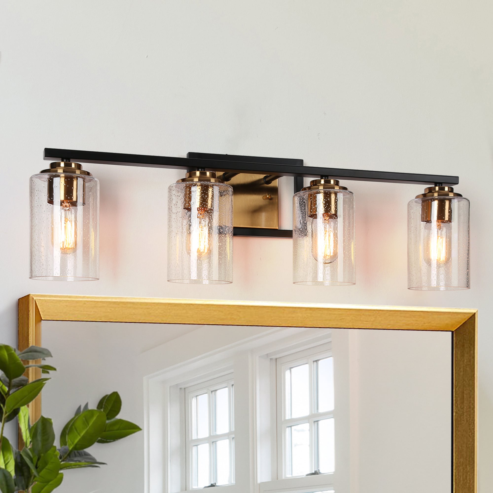 ZEVNI L3IRFR6ZW4546SG7 Rythorl 20-in 4 -Light Matte Black Transitional Vanity light bar