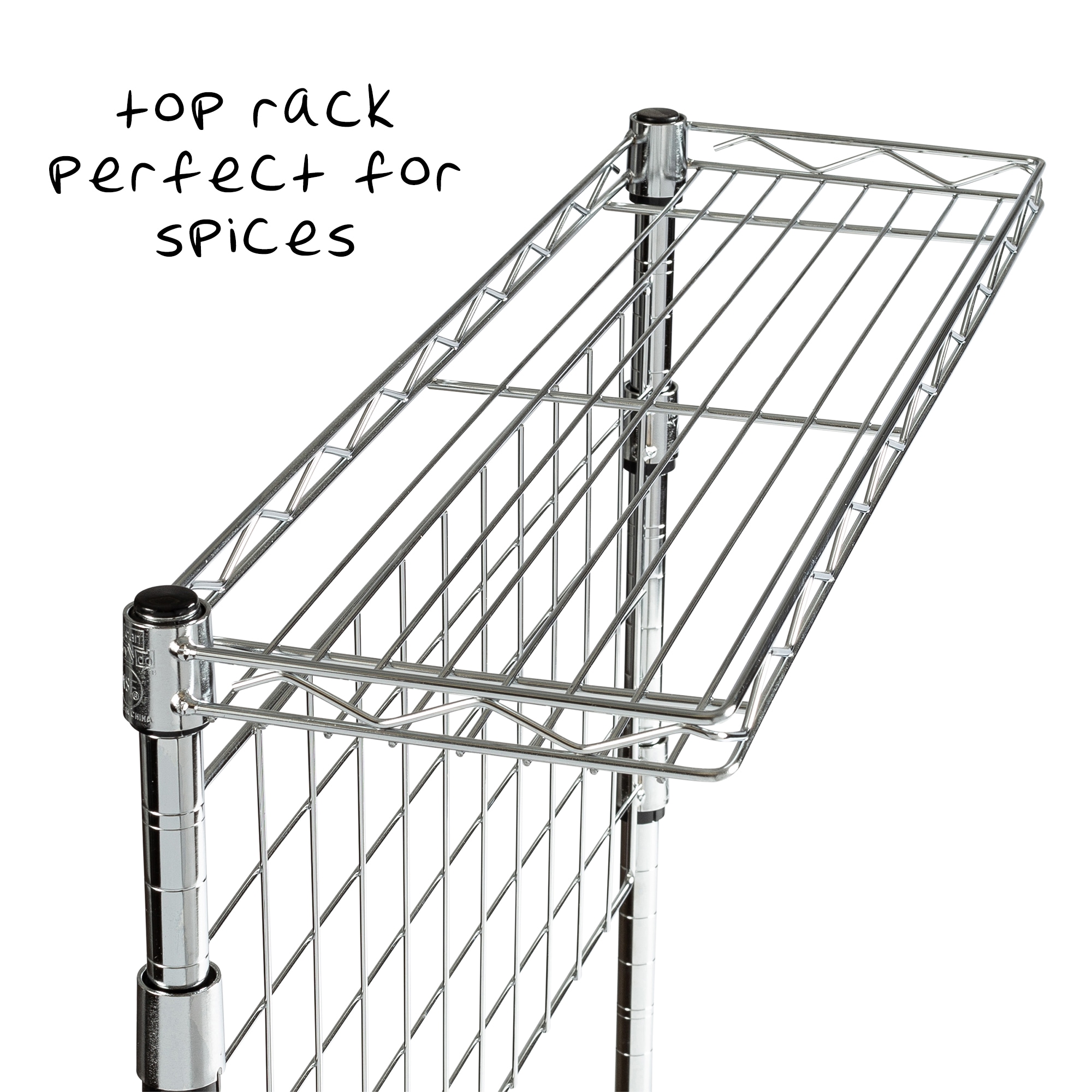 Adjustable Gray Steel Kitchen Rack with Wire Grid Shelves