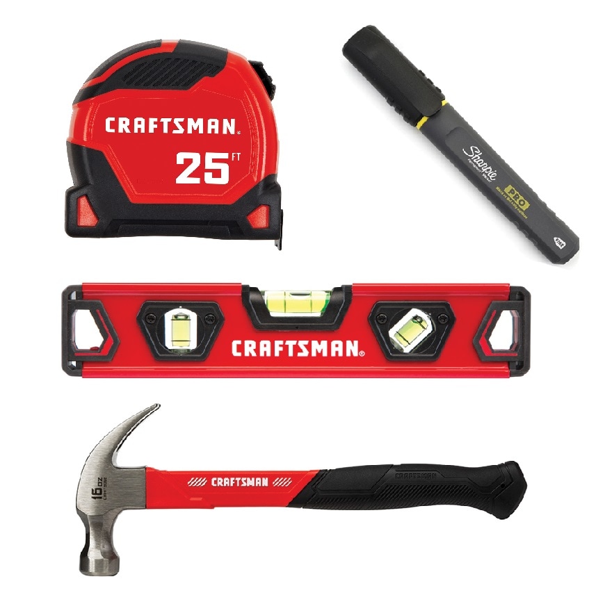 CRAFTSMAN Tool Set with Sharpie PRO Marker (Tape Measure, Hammer, Level, Marker)