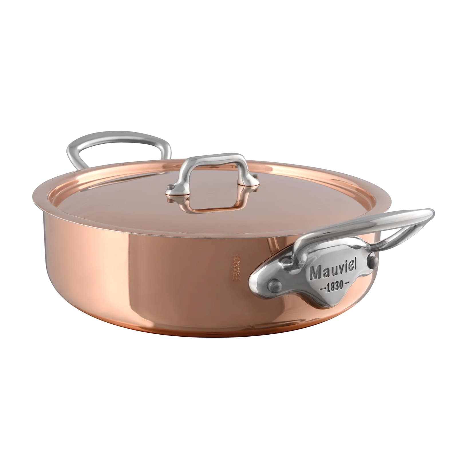 Mauviel  M'3 S 3.2Qt Copper Rondeau With Lid Cast Stainless Steel Handle