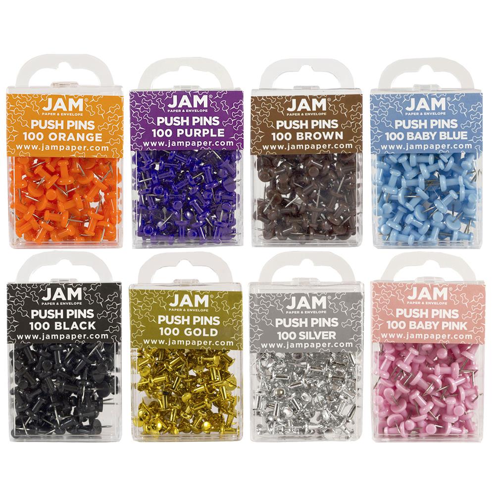 Details about   JAM PAPER Colorful Push Pins 100/Pack 100 Pack Gold Pushpins 