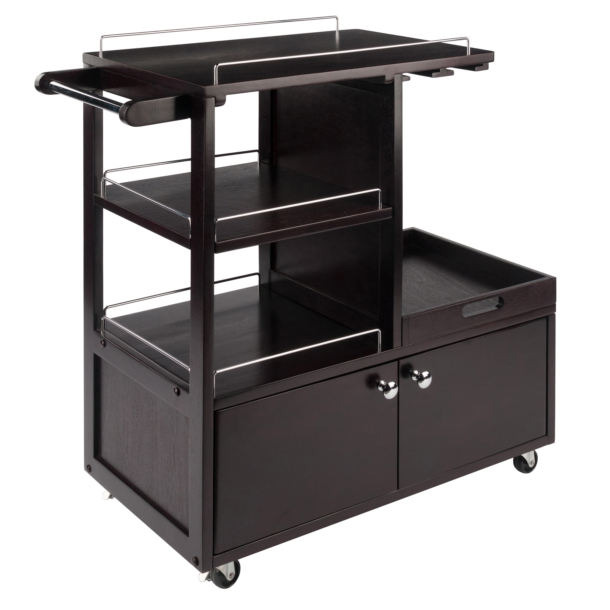 Brown Composite Base with Composite Wood Top Rolling Kitchen Cart (16.77-in x 34.25-in x 34.37-in) | - Winsome Wood 92430
