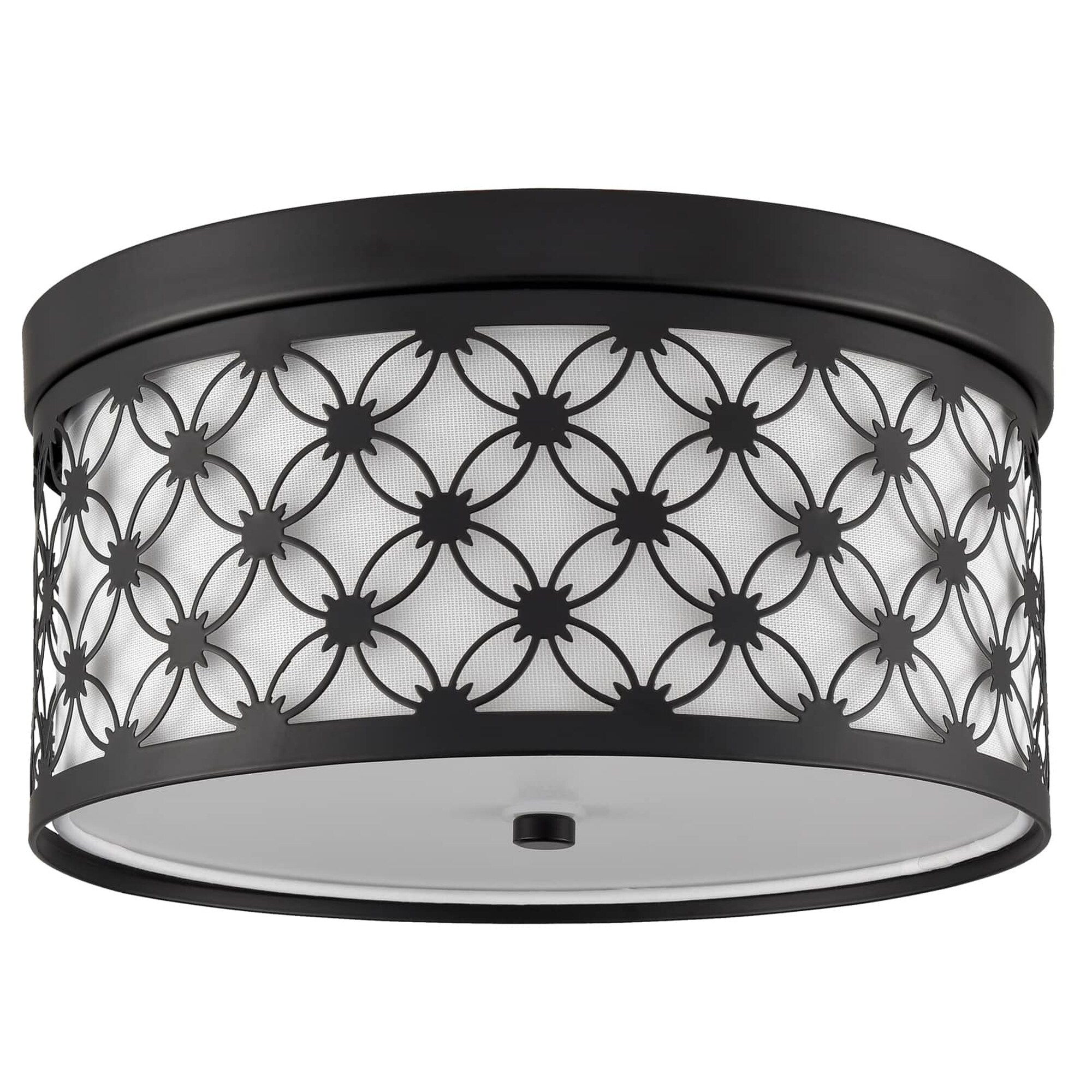 Claxy SH-T7219CU-BK-S Fabric 1 -Light 11.5-in Gloss Black Flush Mount Light