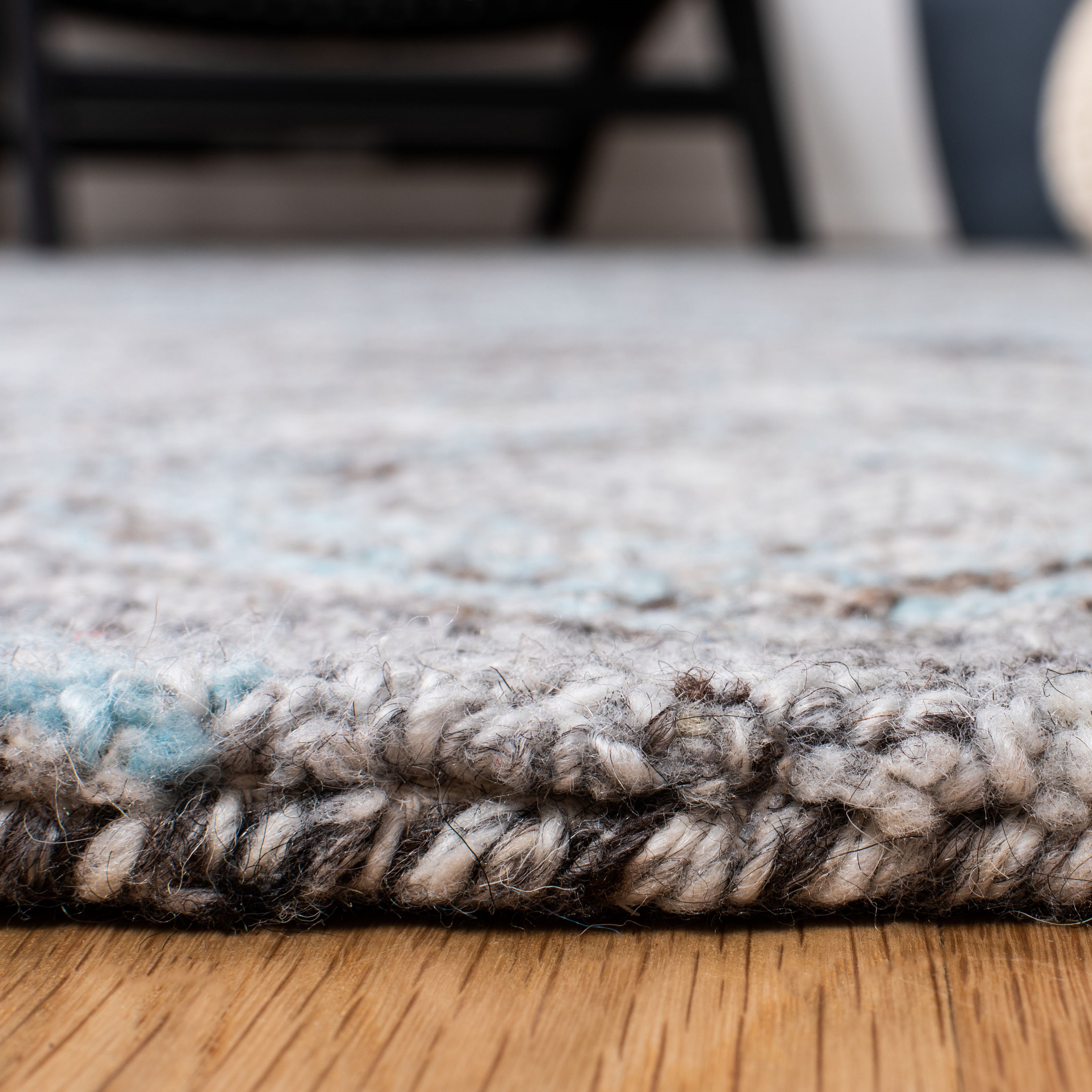 Gray and Turquoise Abstract Wool 8' x 10' Area Rug